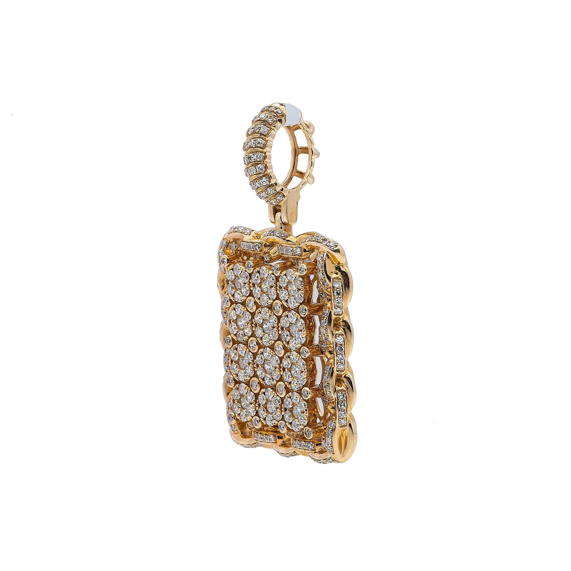 14K Yellow Gold Diamond Rectangular Pendant - Image 2