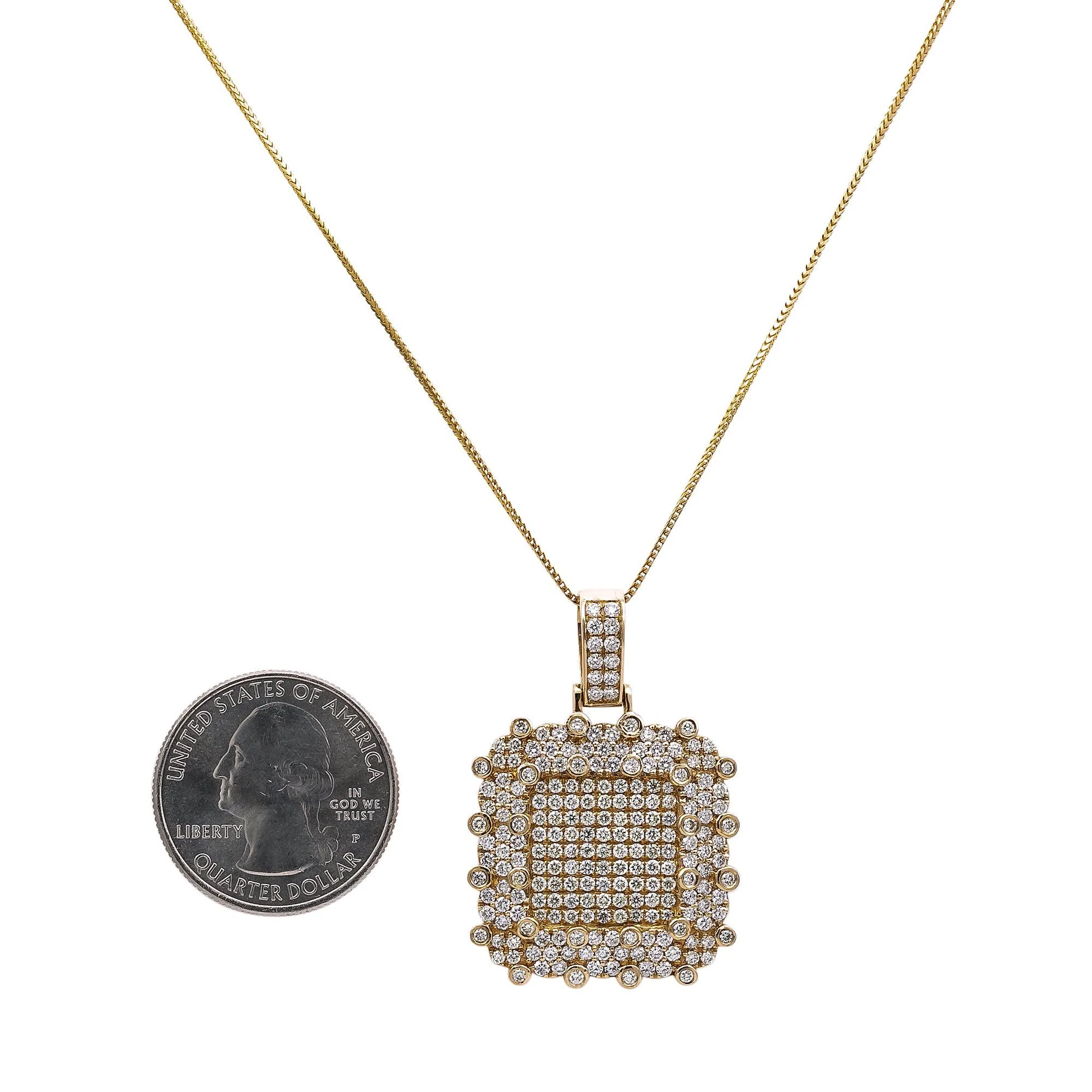 14K Yellow Gold Double Square Pendant with 3.00CT Diamonds - Image 2