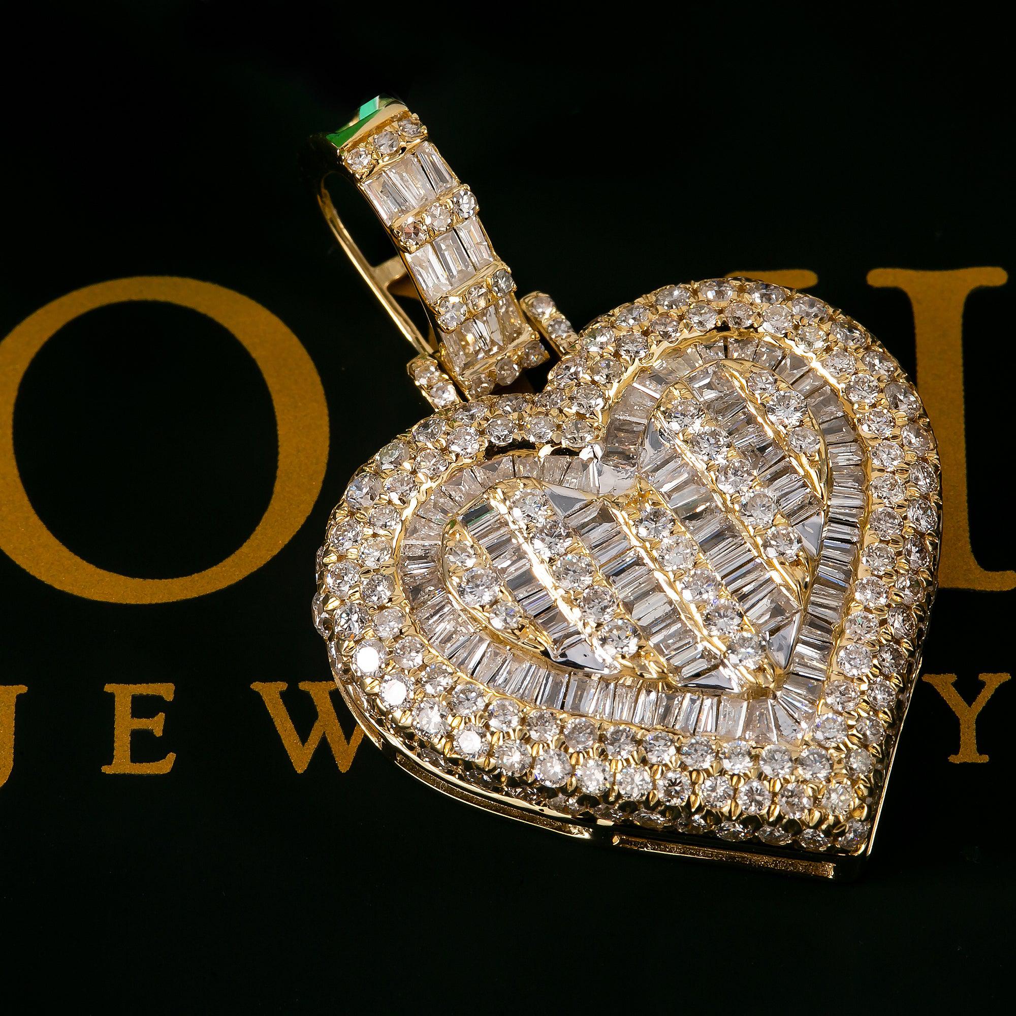 14K YELLOW GOLD HEART PENDANT WITH 2.65 CT DIAMONDS - Image 2