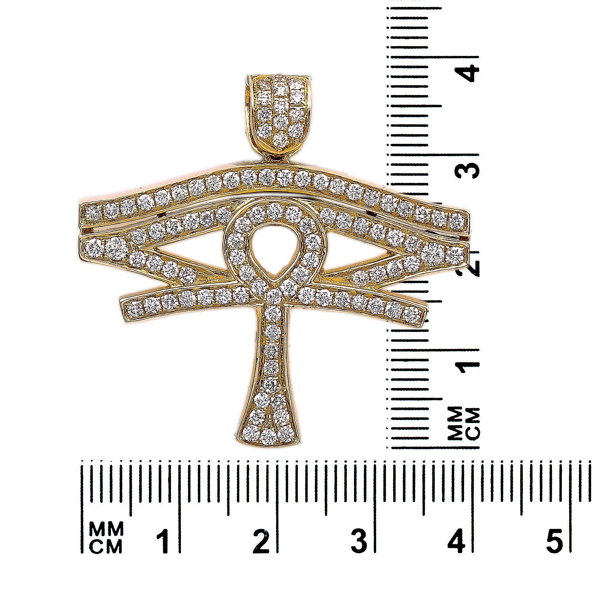14K Yellow Gold Diamond Horus Eye Shaped Pendant - Image 3
