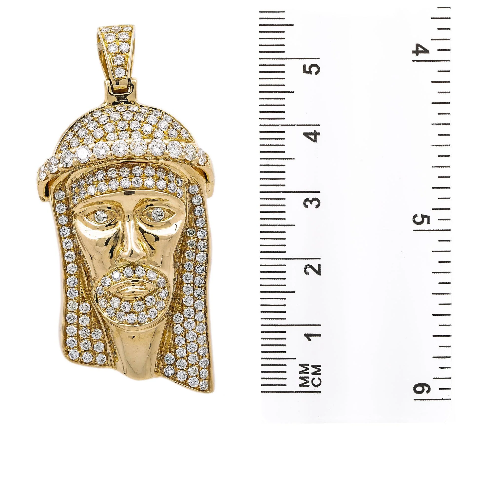 14K Yellow Gold Jesus Figure Unisex Pendant with diamonds - Image 2