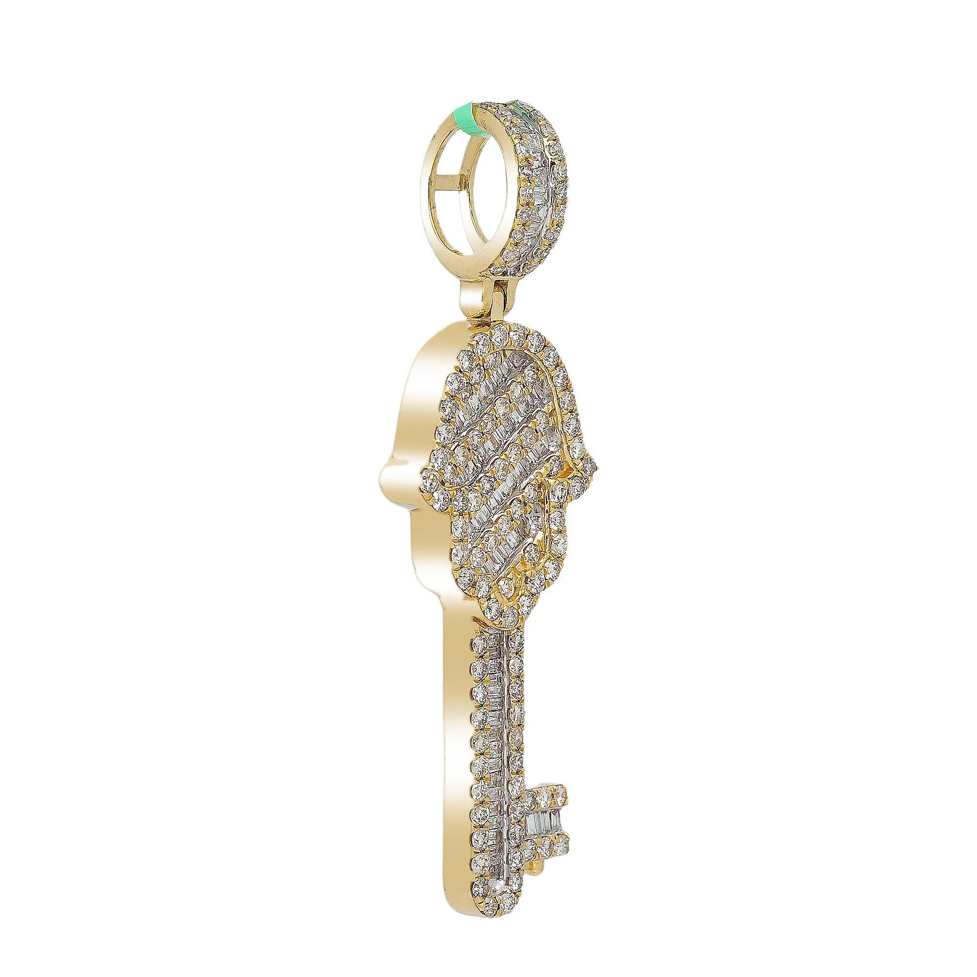 14K YELLOW GOLD KEY PENDANT WITH 2.75 CT DIAMONDS - Image 3