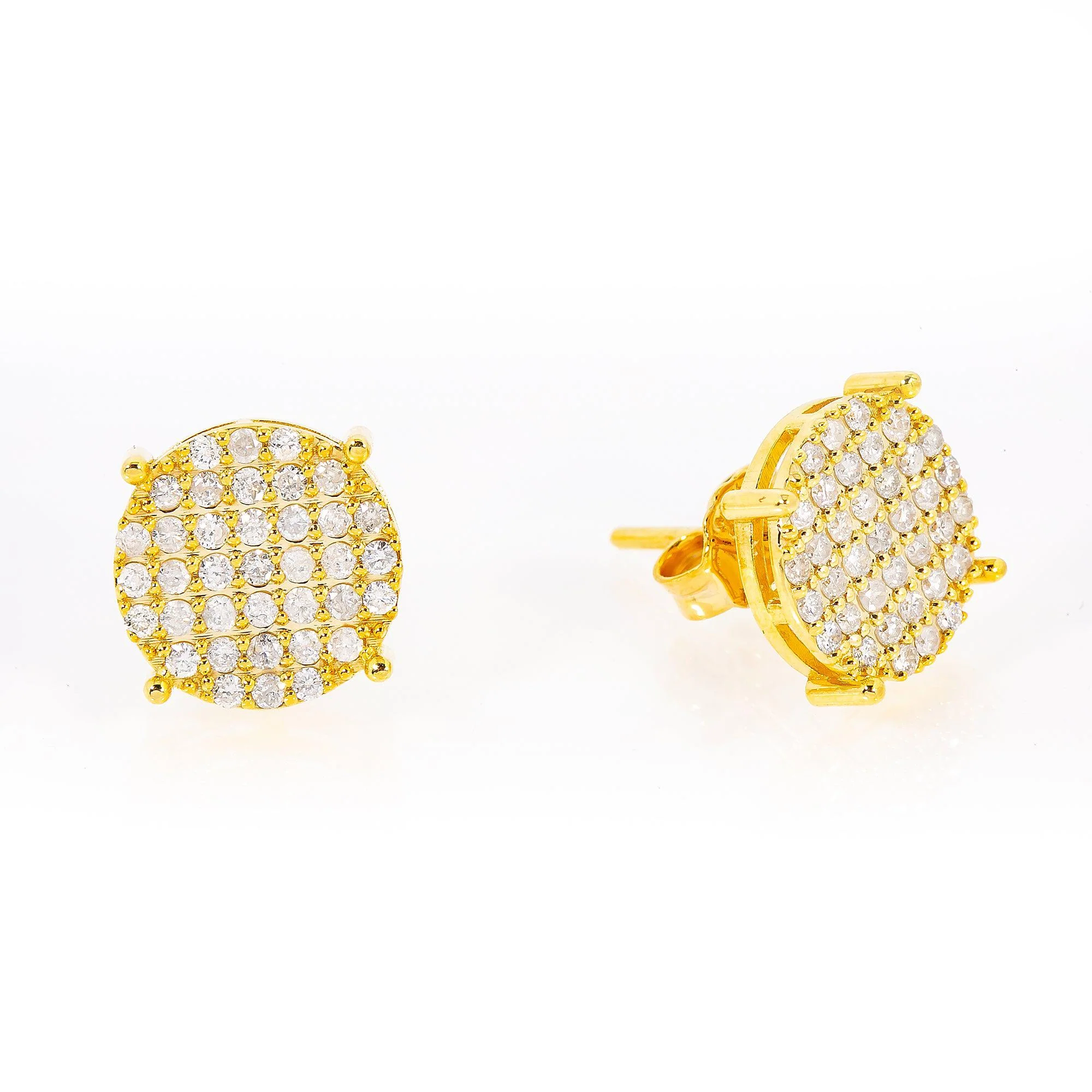 14K Yellow Gold Round Stud Earrings With 0.60 CTW Diamonds