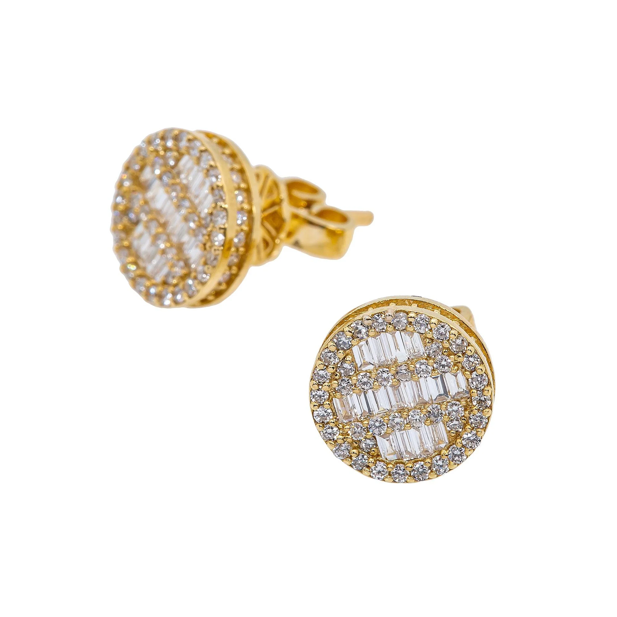 14K Yellow Gold Ladies Earrings with 0.73 Baguette CT Diamond - Image 2