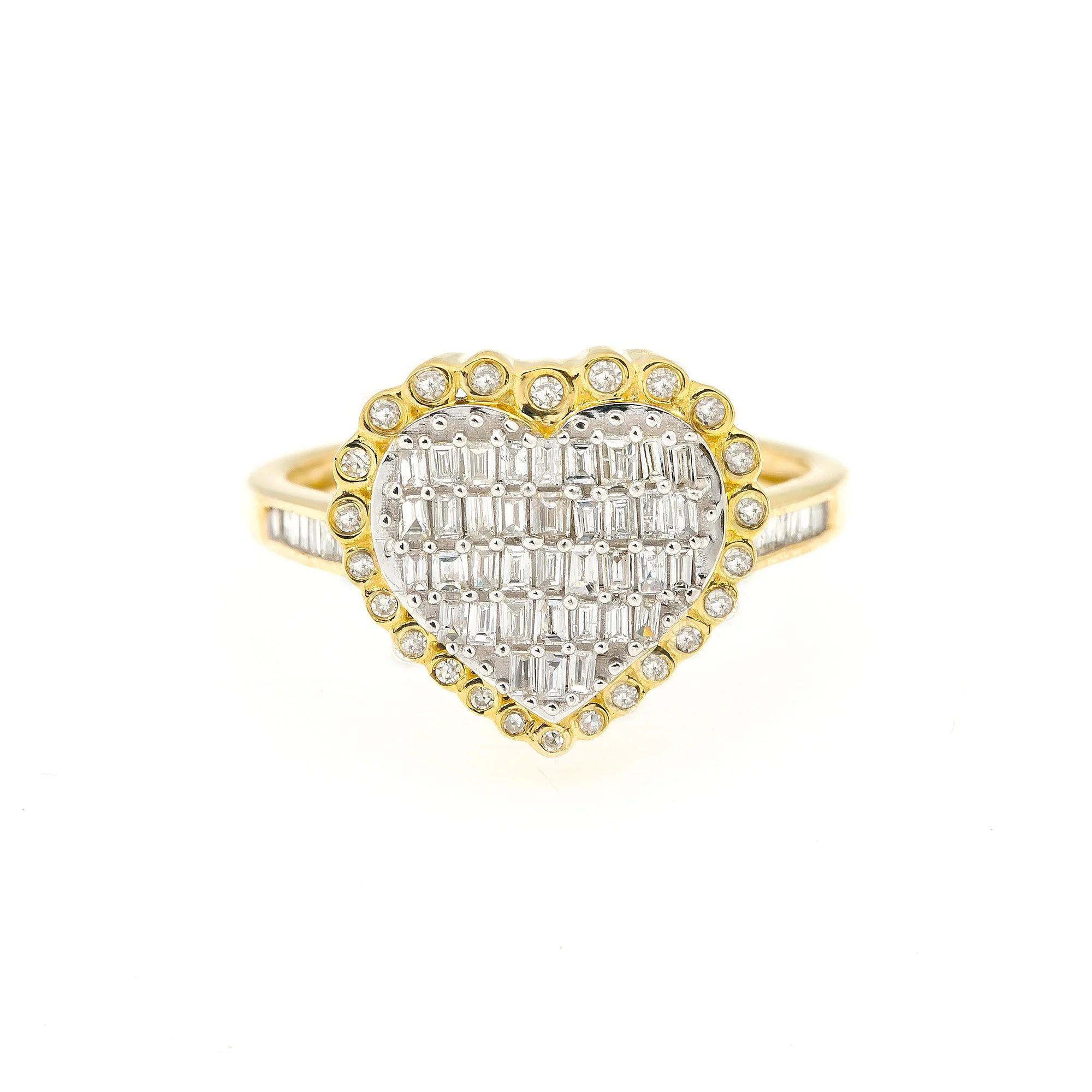 14K YELLOW GOLD LADIES HEART RING WITH 0.95 CT DIAMONDS