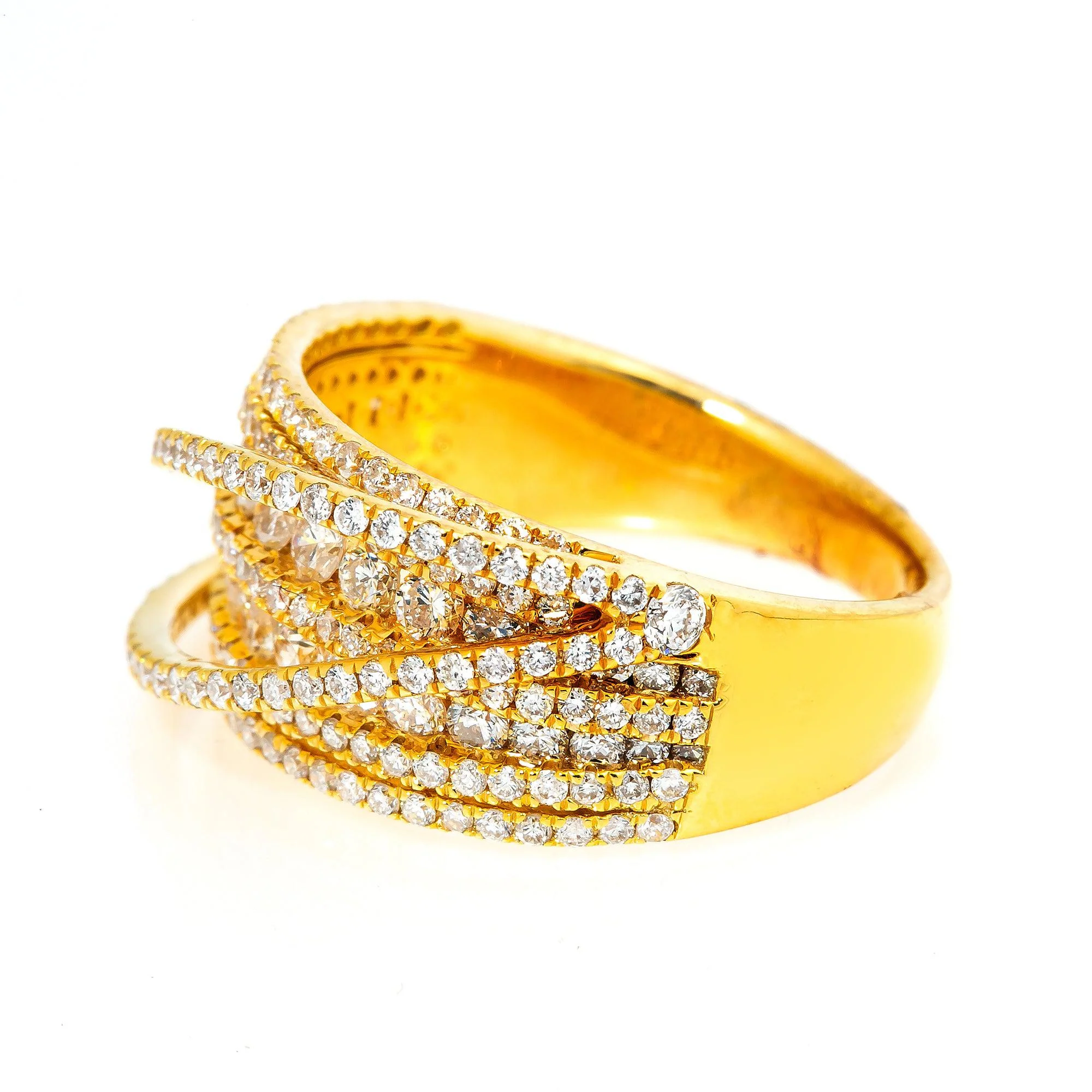 14K Yellow Gold Engagement Multi Layers Ladies Ring with 1.55 CT Diamonds - Image 2
