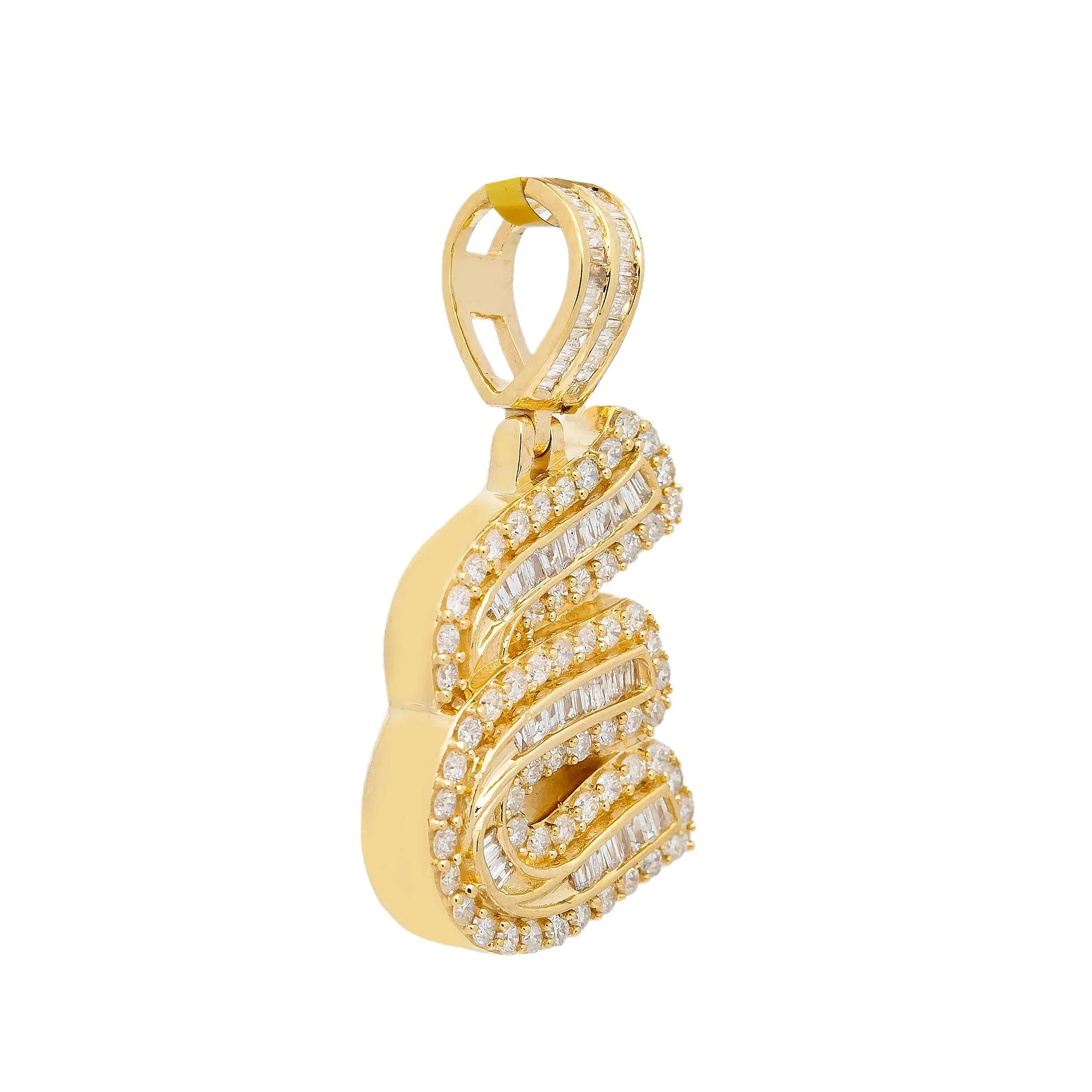 14K YELLOW GOLD DIAMOND LETTER E PENDANT 0.97 CT - Image 3