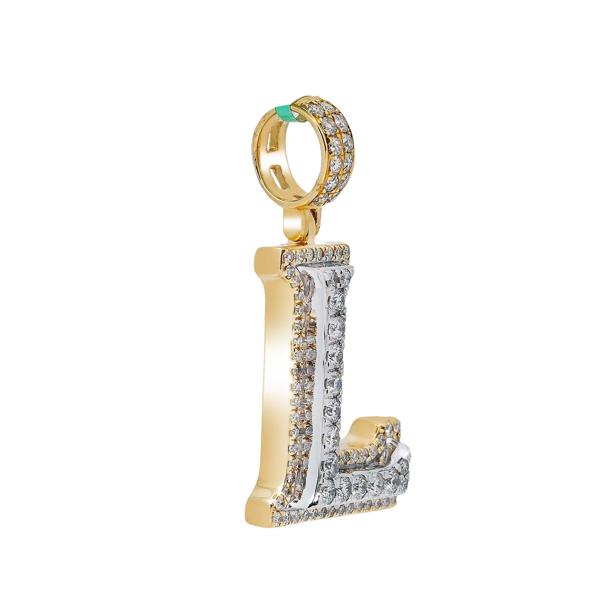 14K YELLOW GOLD LETTER L PENDANT WITH 2.60 CT DIAMONDS - Image 3