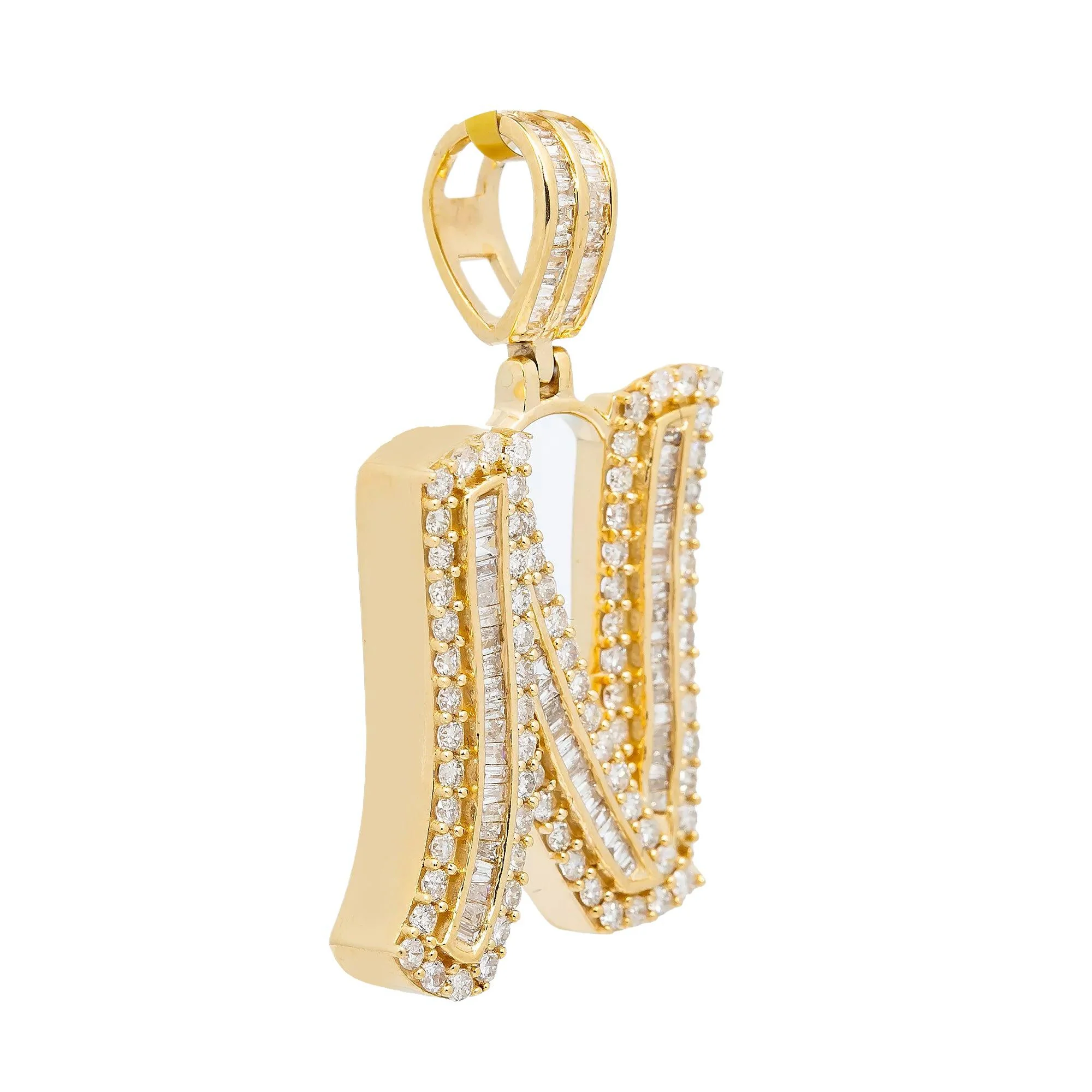14K YELLOW GOLD DIAMOND LETTER N PENDANT 1.28 CT - Image 3