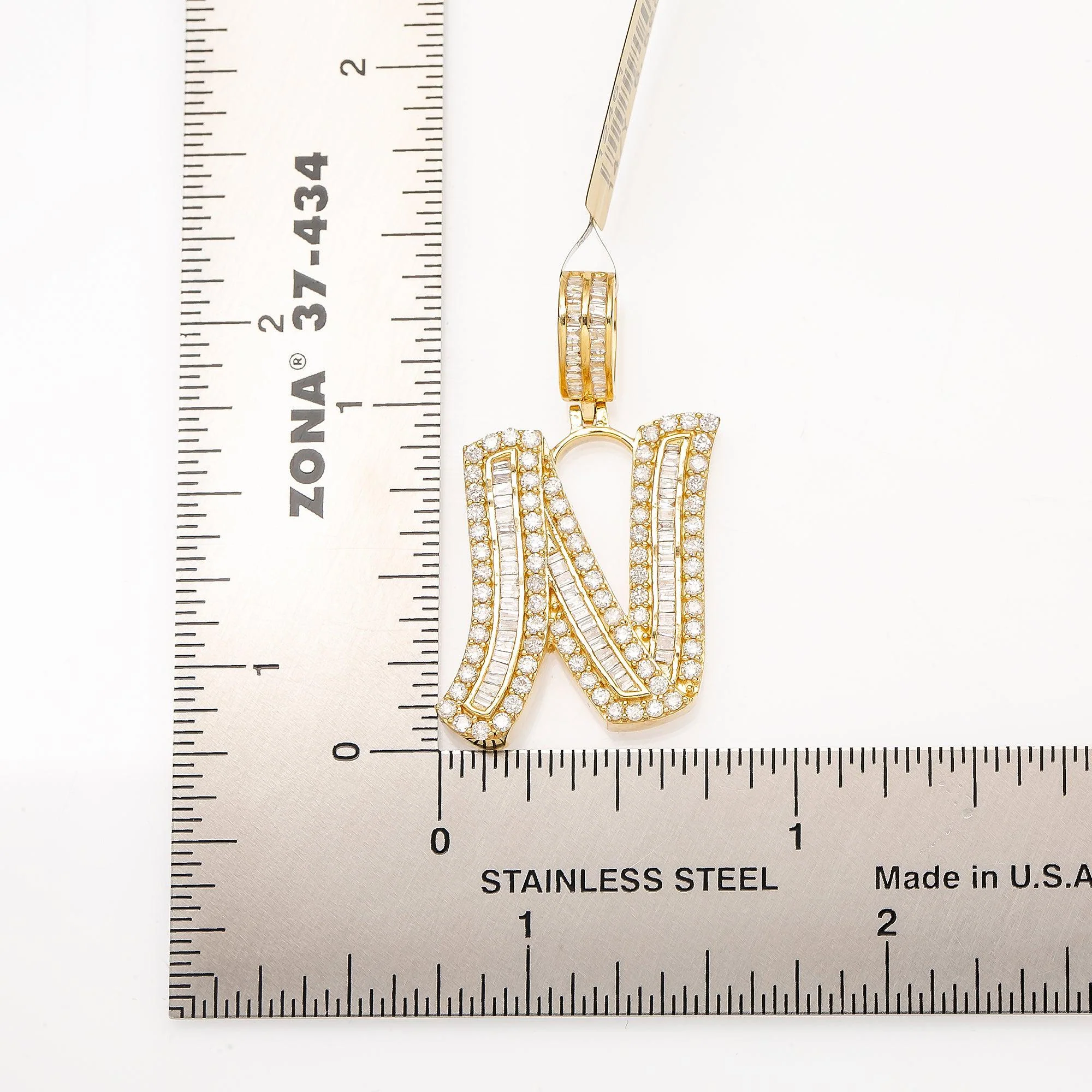 14K YELLOW GOLD DIAMOND LETTER N PENDANT 1.28 CT - Image 4
