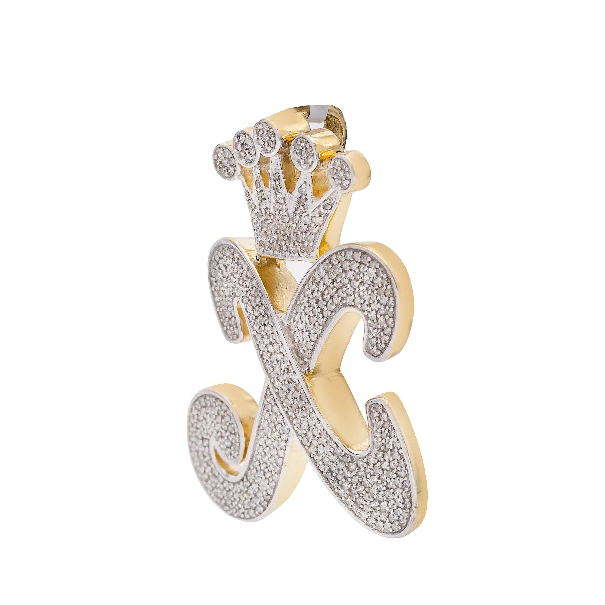 14K Yellow Gold Letter "X" Women's Pendant with Diamonds - Image 2
