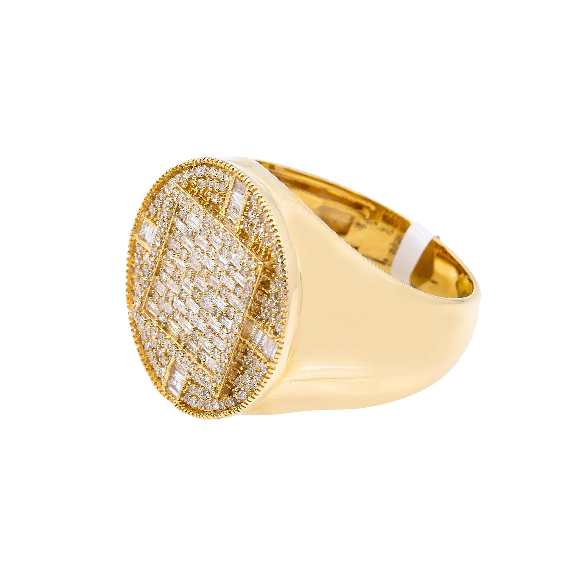 14K YELLOW GOLD MEN'S RING WITH 0.84 CT BAGUETTE AND ROUND DIAMONDS - Image 3