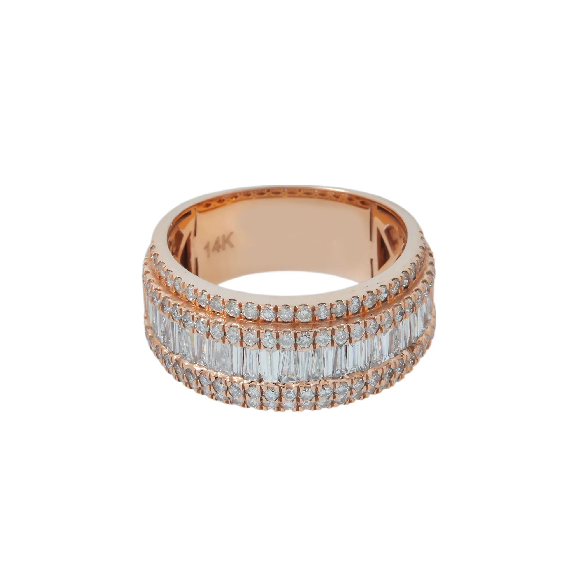 14K GOLD BAGUETTE AND ROUND DIAMOND STATEMENT RING 2.72 CT - Image 4