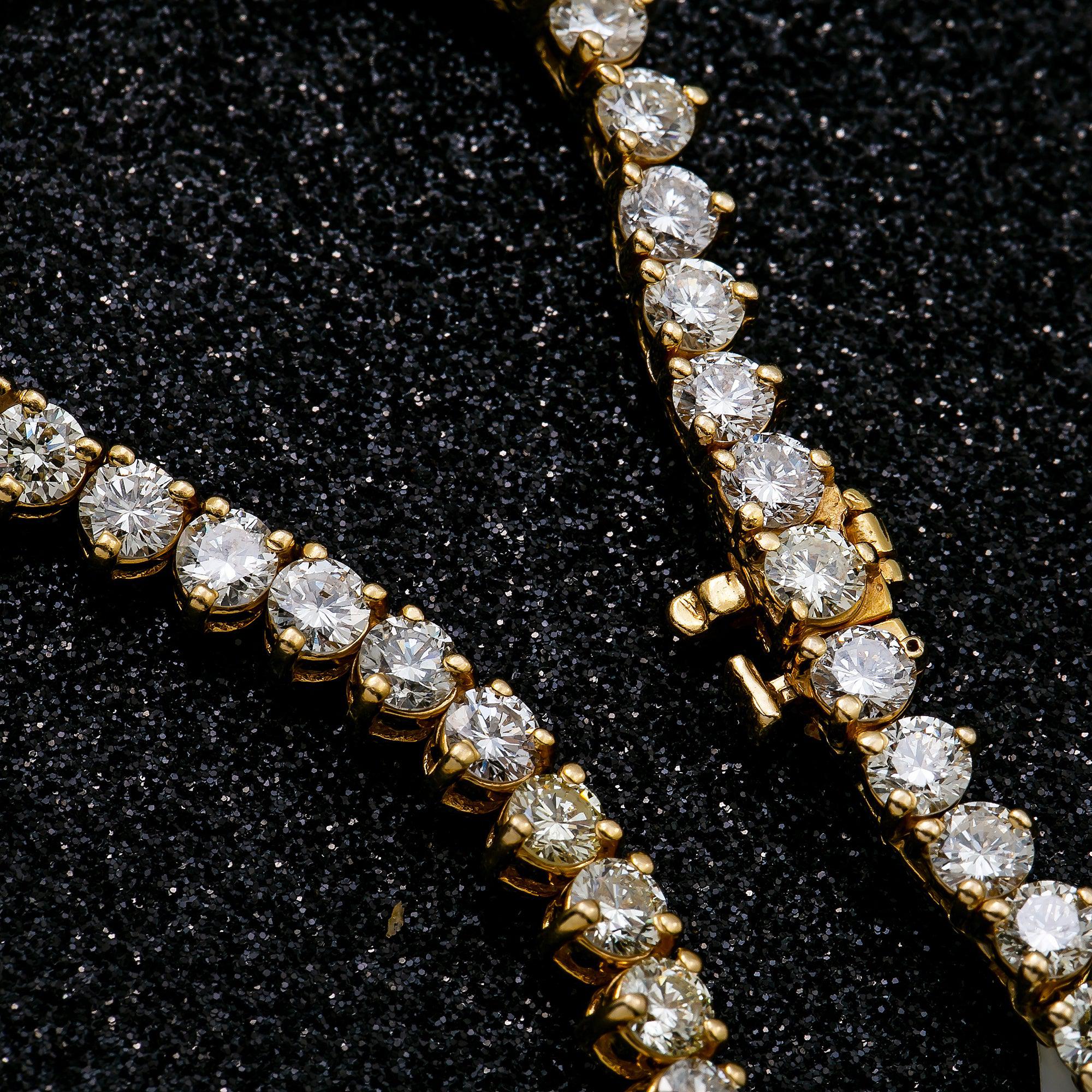 14K Yellow Gold Men's Tennis Chain With 25.90 CT Diamonds - Image 2
