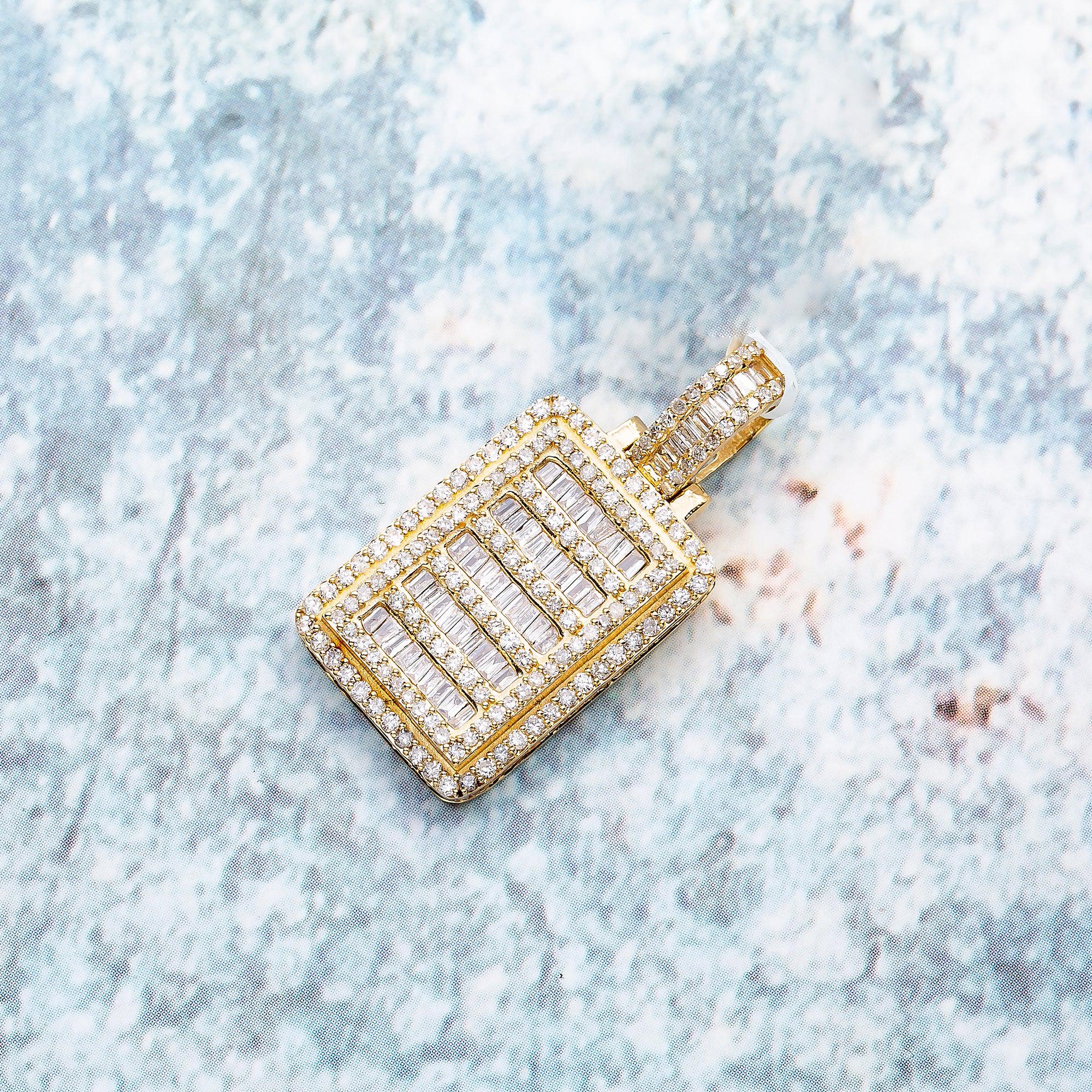 Unisex 14K Yellow Gold Pendant with 1.97 CT Diamonds - Image 3