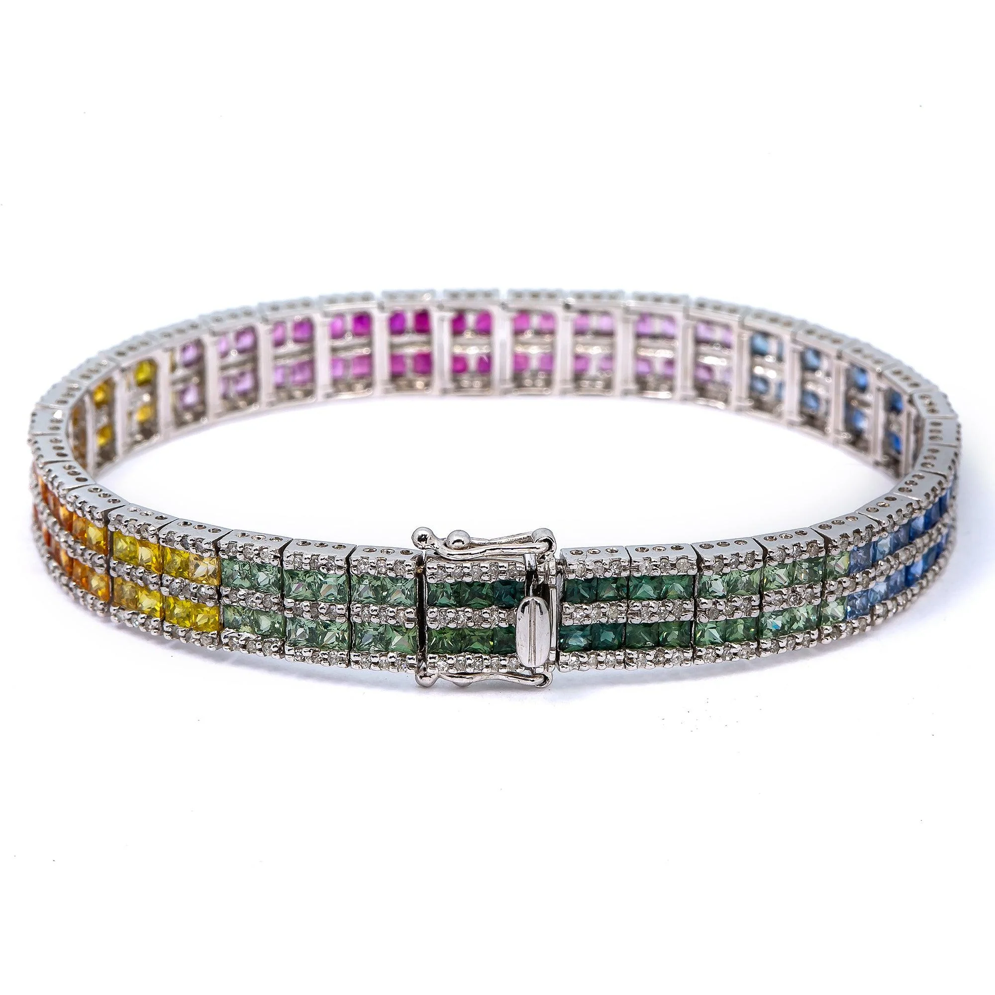 14K WHITE GOLD SEMI-PRECIOUS GEMSTONE BRACELET WITH DIAMONDS - Image 3