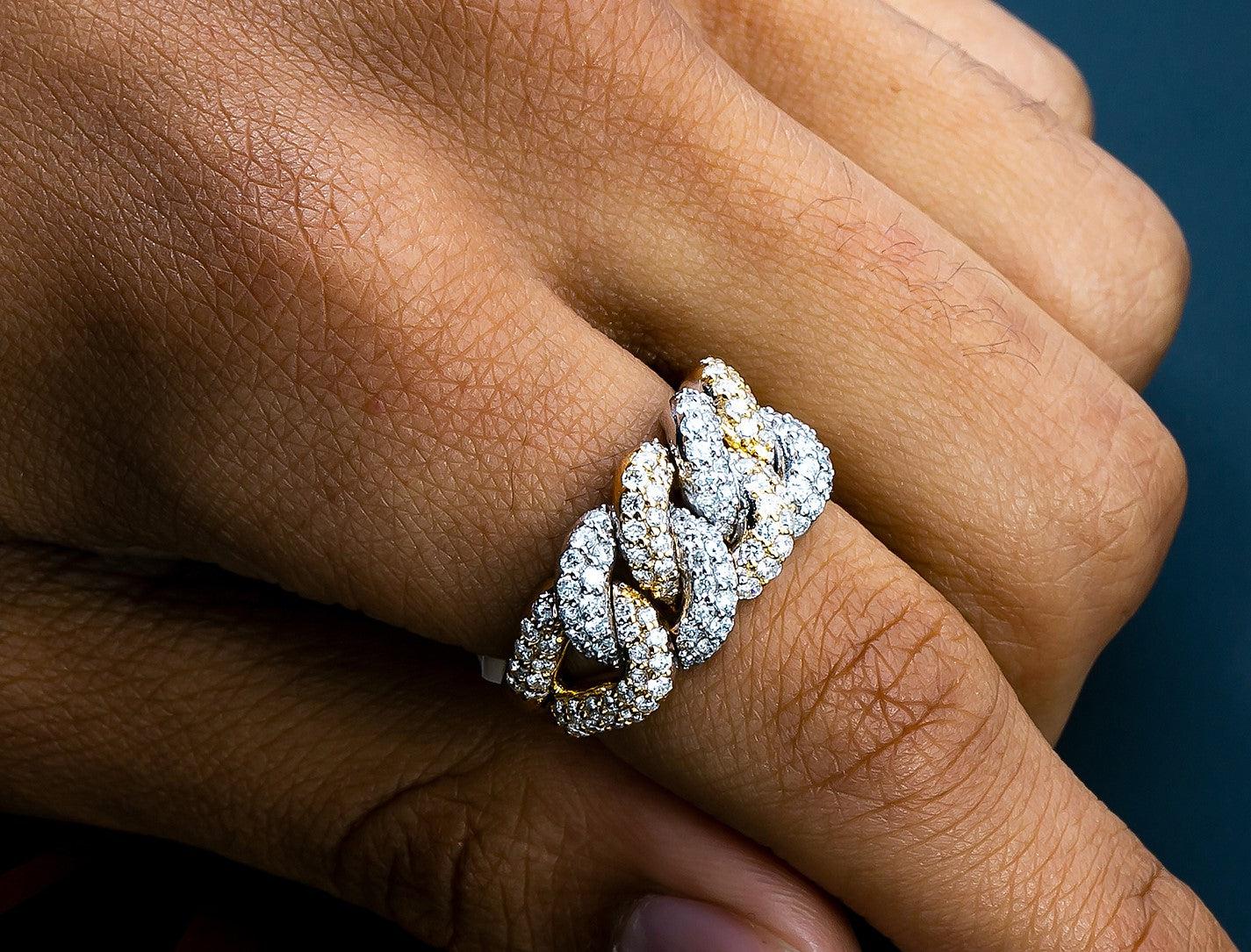 14K TWO TONE CUBAN RING WITH 2.10 CT  DIAMONDS - Image 4