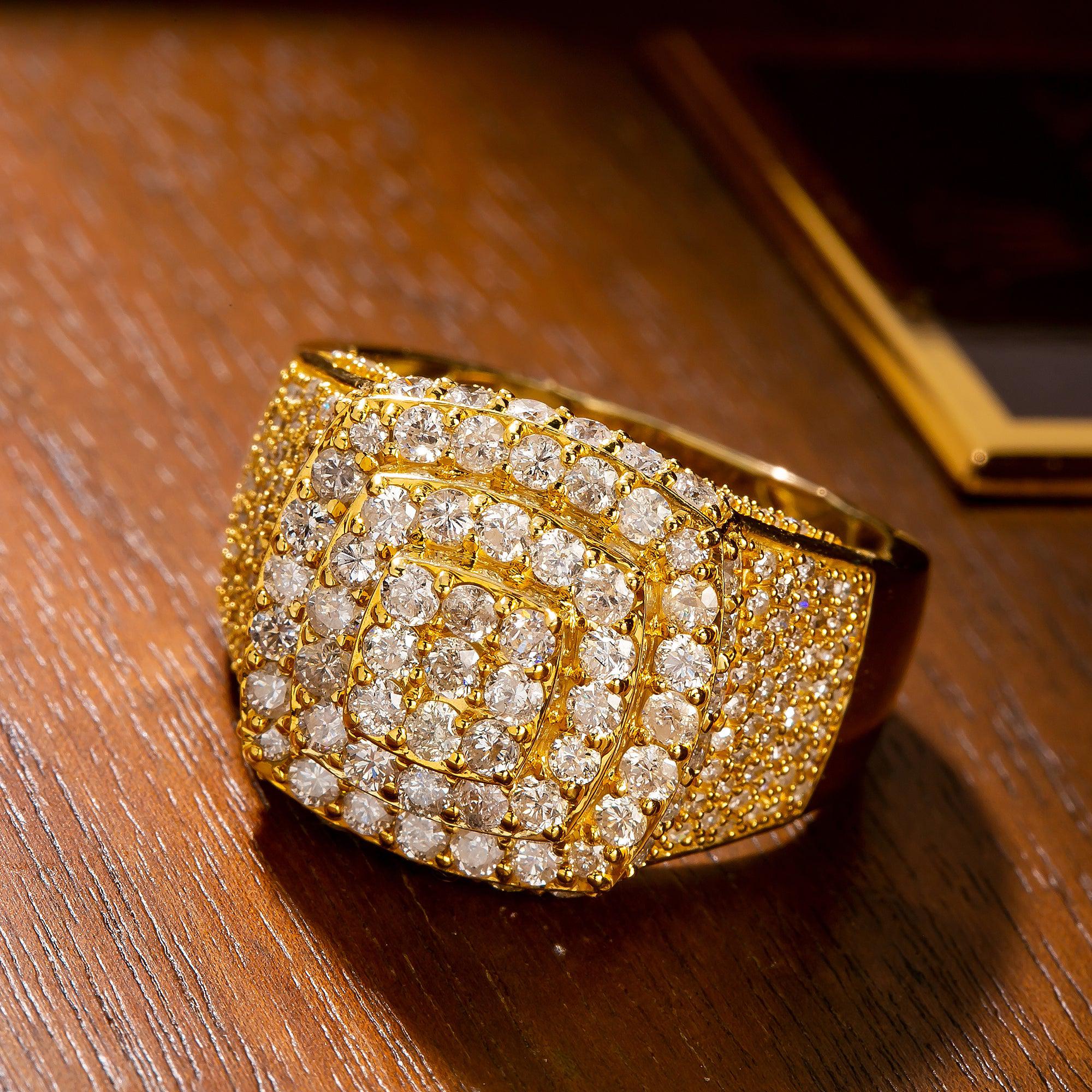 14K Yellow Gold Square Diamond Ring - Image 4