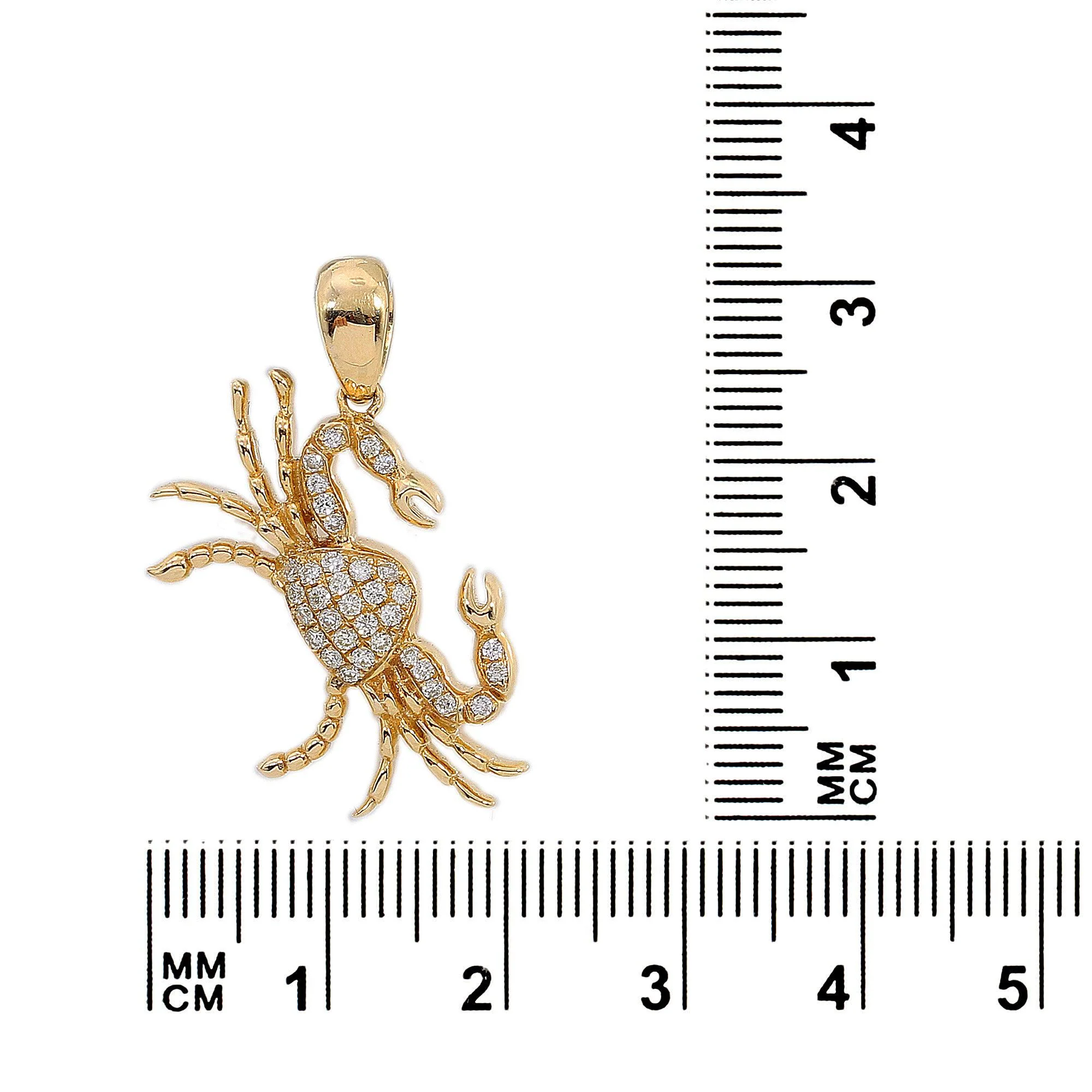 14K Yellow Gold Diamond Cancer Shaped Pendant - Image 3