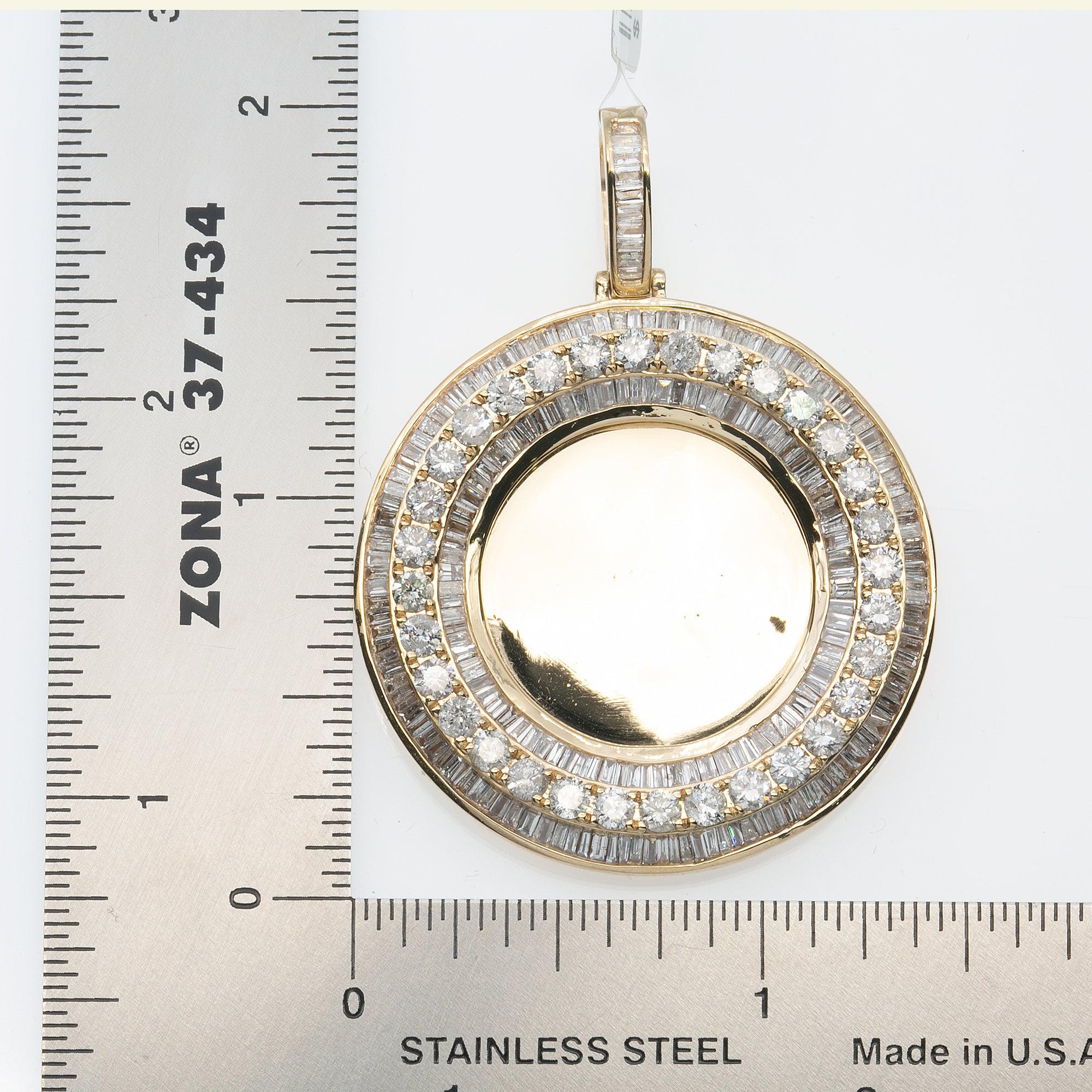 14K YELLOW GOLD BAGUETTE DIAMOND PICTURE PENDANT - Image 4