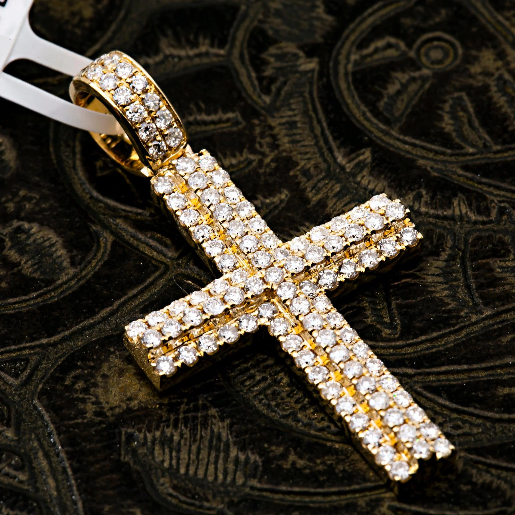 14K YELLOW GOLD UNISEX CROSS WITH 1.22 CT  DIAMONDS - Image 4