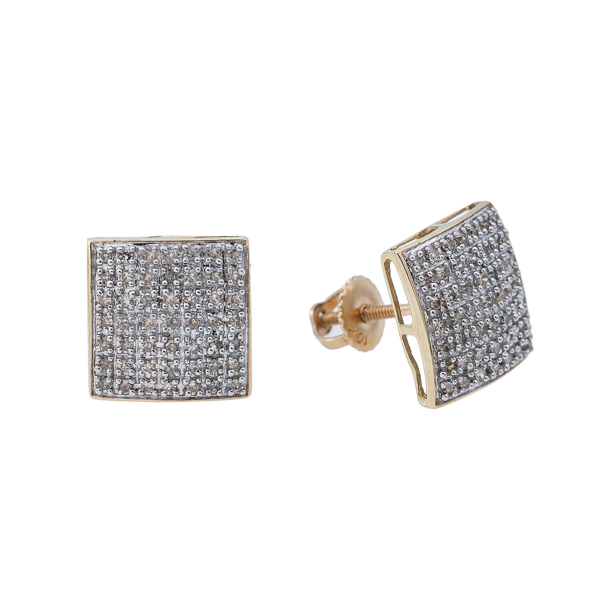 10K Yellow Gold Unisex Earrings with 0.40 CT Diamond - Image 2