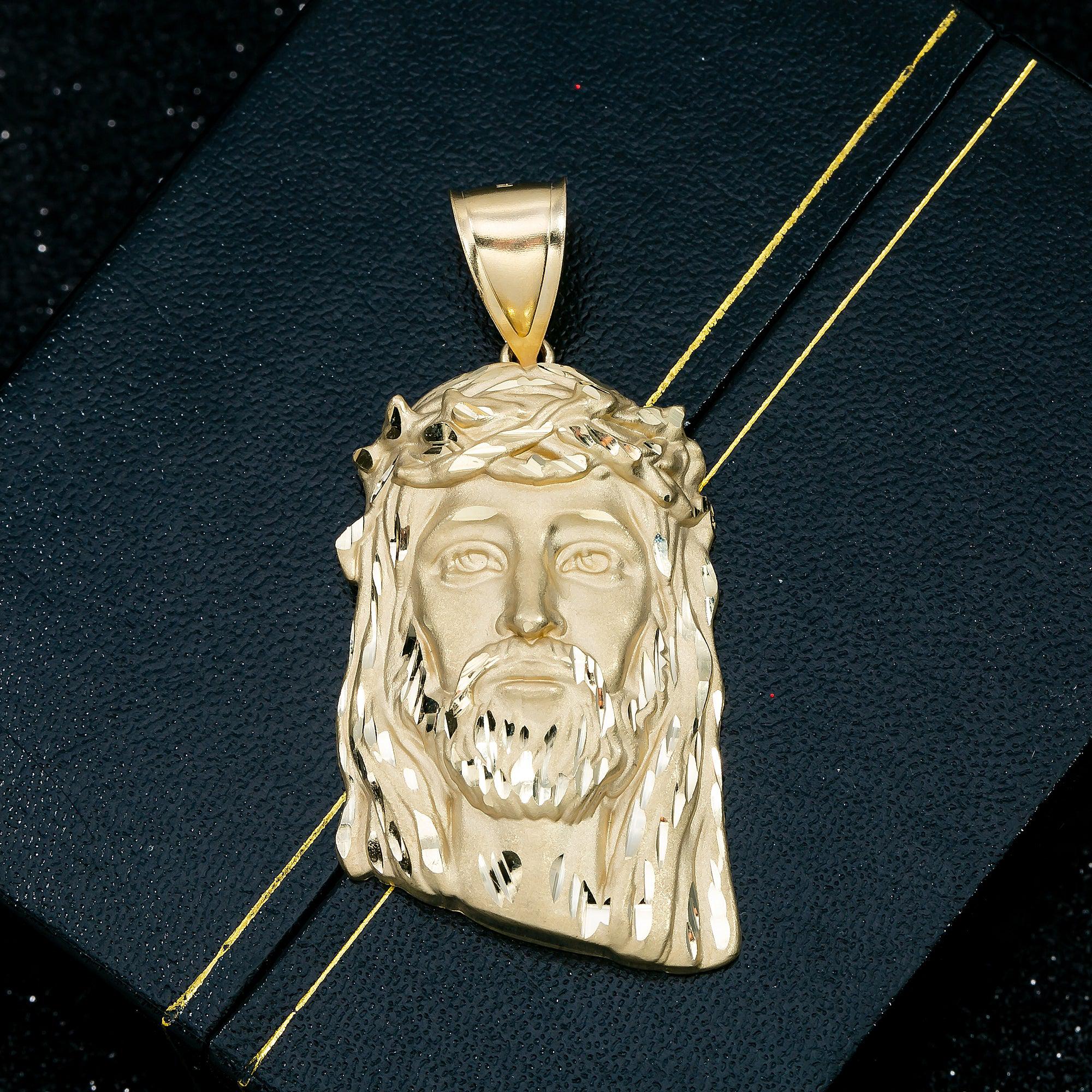 10K YELLOW GOLD JESUS HEAD PENDANT - Image 2