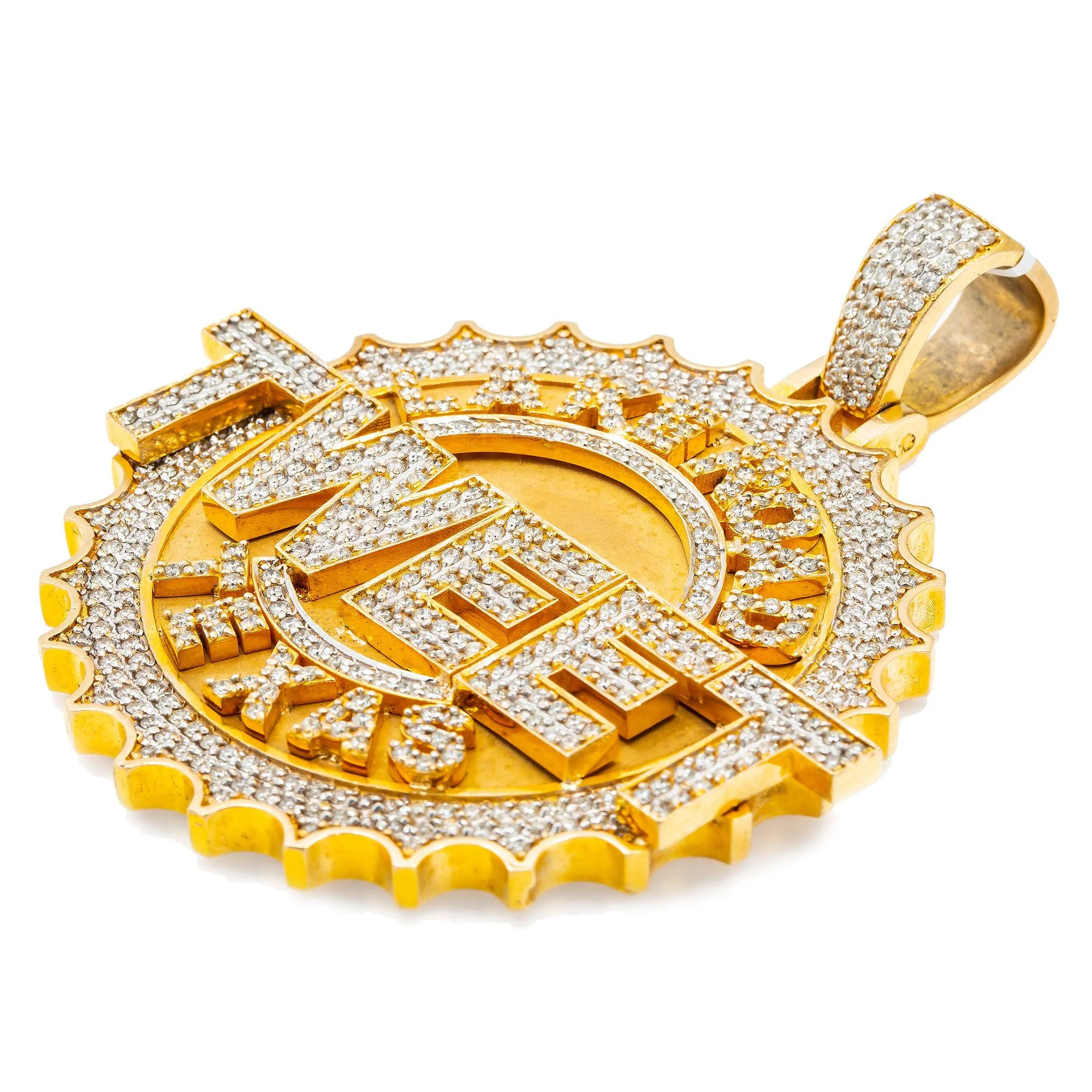 14K YELLOW GOLD CUSTOM TWEET PENDANT WITH 10.95 CT DIAMONDS - Image 3