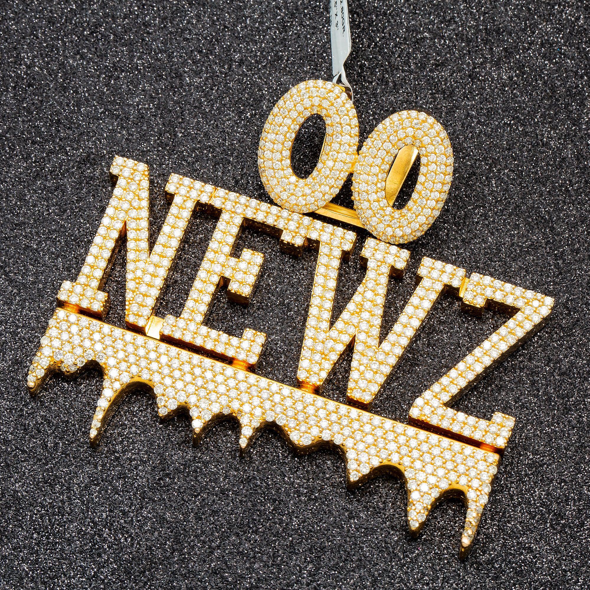 14K YELLOW GOLD DIAMOND NEWZ CUSTOM PENDANT 12 CT - Image 2