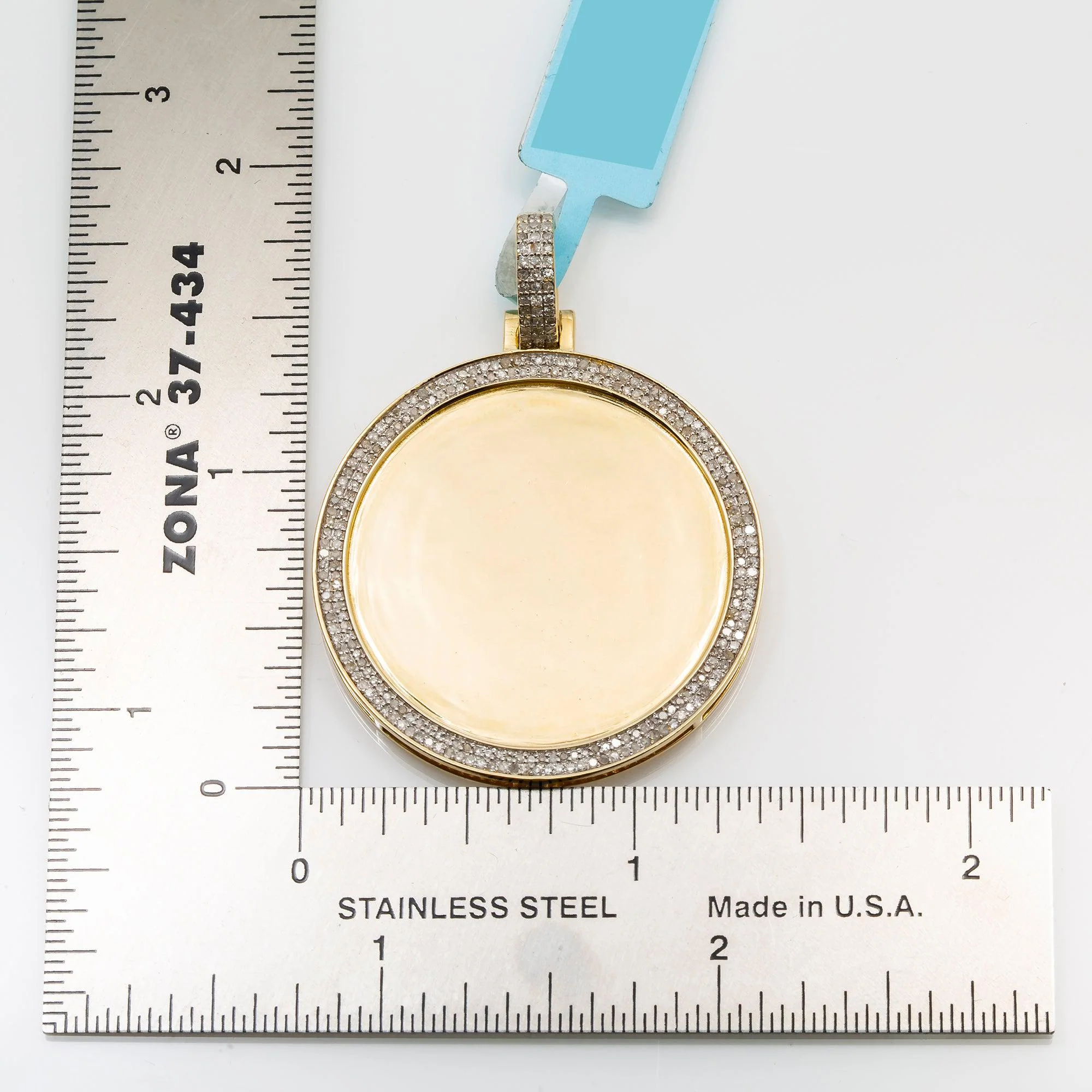 10K YELLOW GOLD DIAMOND CIRCLE PICTURE PENDANT 1.01 CT - Image 4