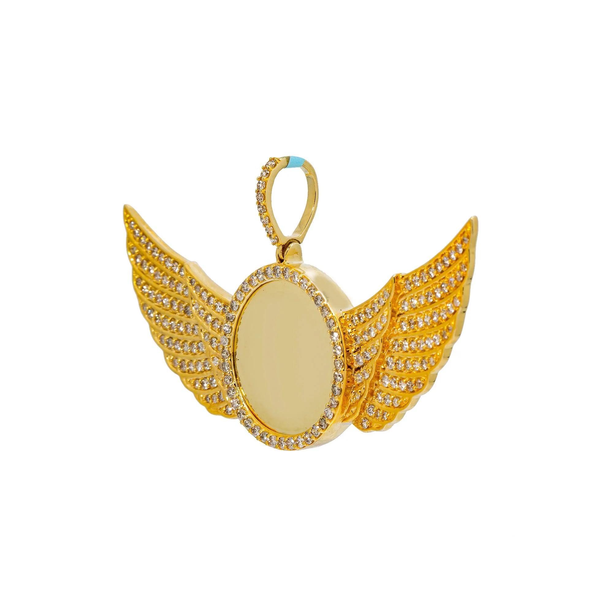 10K YELLOW GOLD DIAMOND ANGEL PICTURE PENDANT 2.30 CT - Image 2