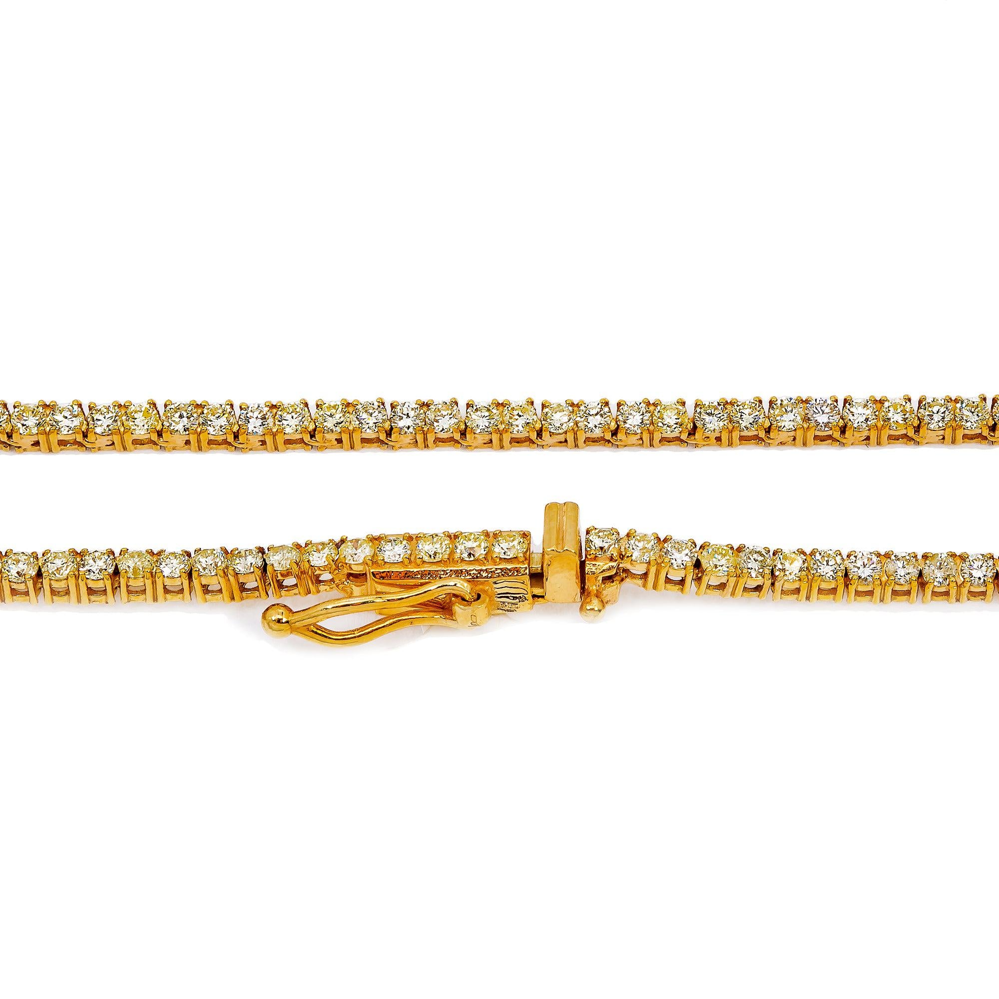 14K Yellow Gold Unisex Tennis Chain With 10 CT Diamonds - Image 3