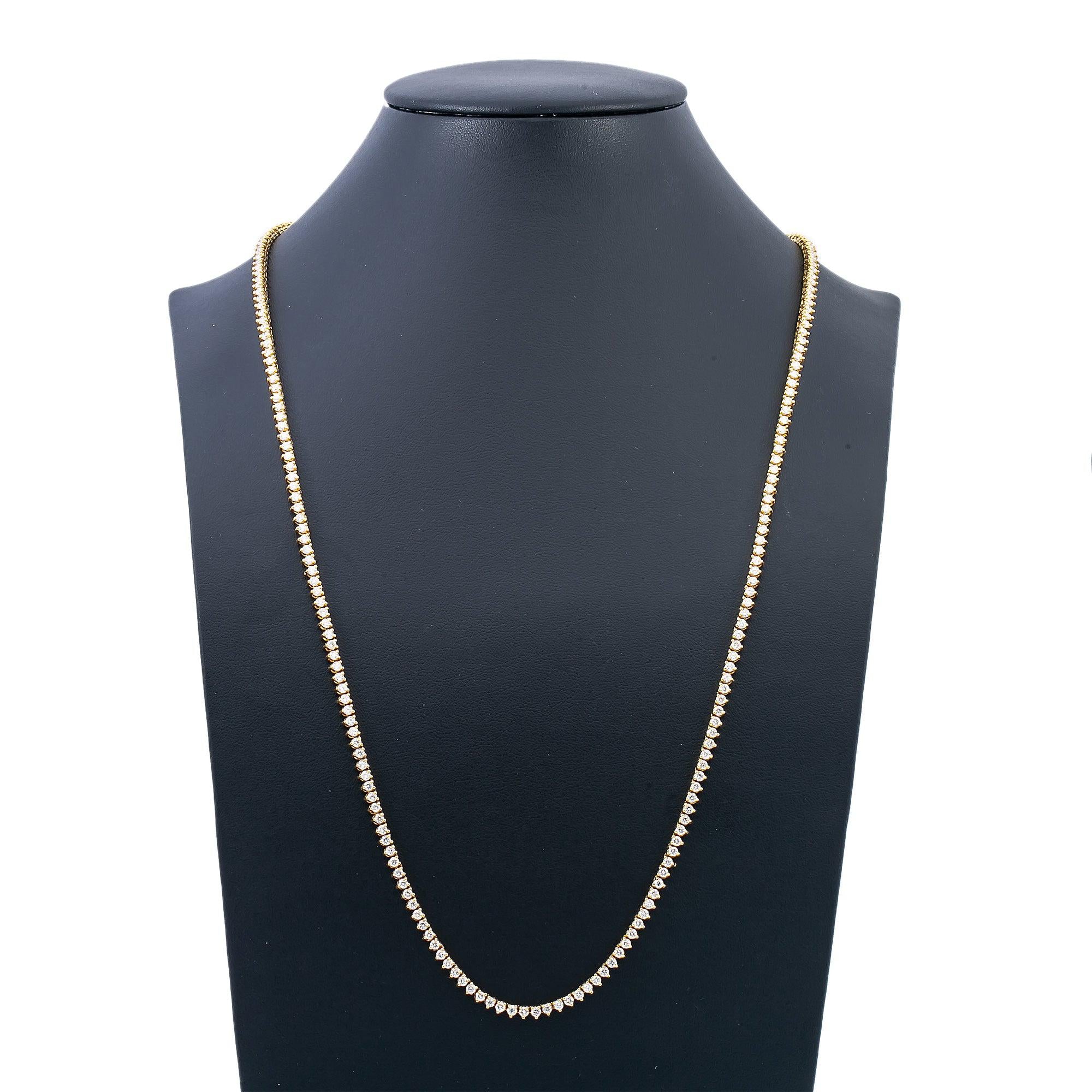 14K Yellow Gold Men's Tennis Chain With 11.50 CT Diamonds - Image 3