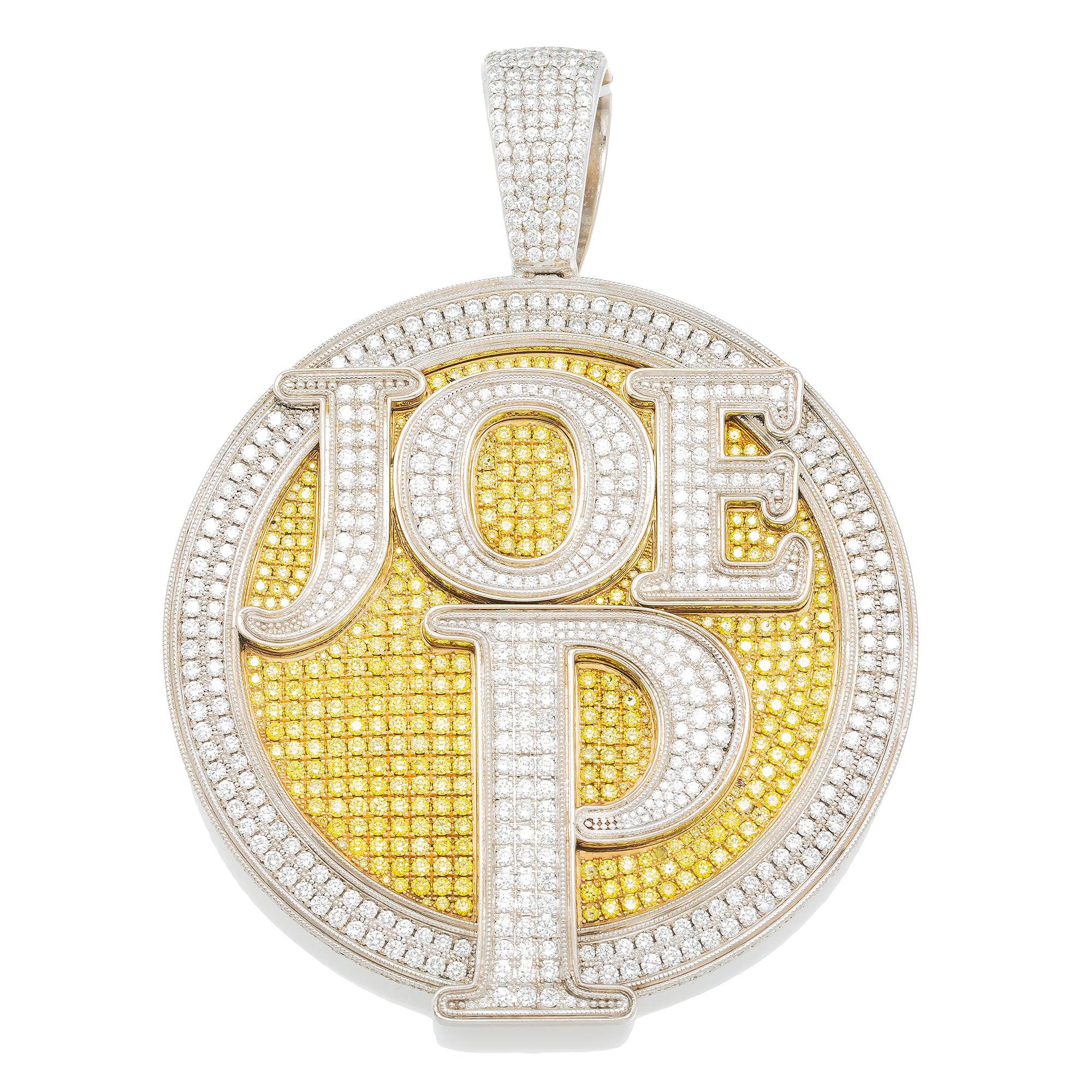 14K CUSTOM TWO TONE JOE P PENDANT WITH 9.5 CT DIAMONDS - Image 4