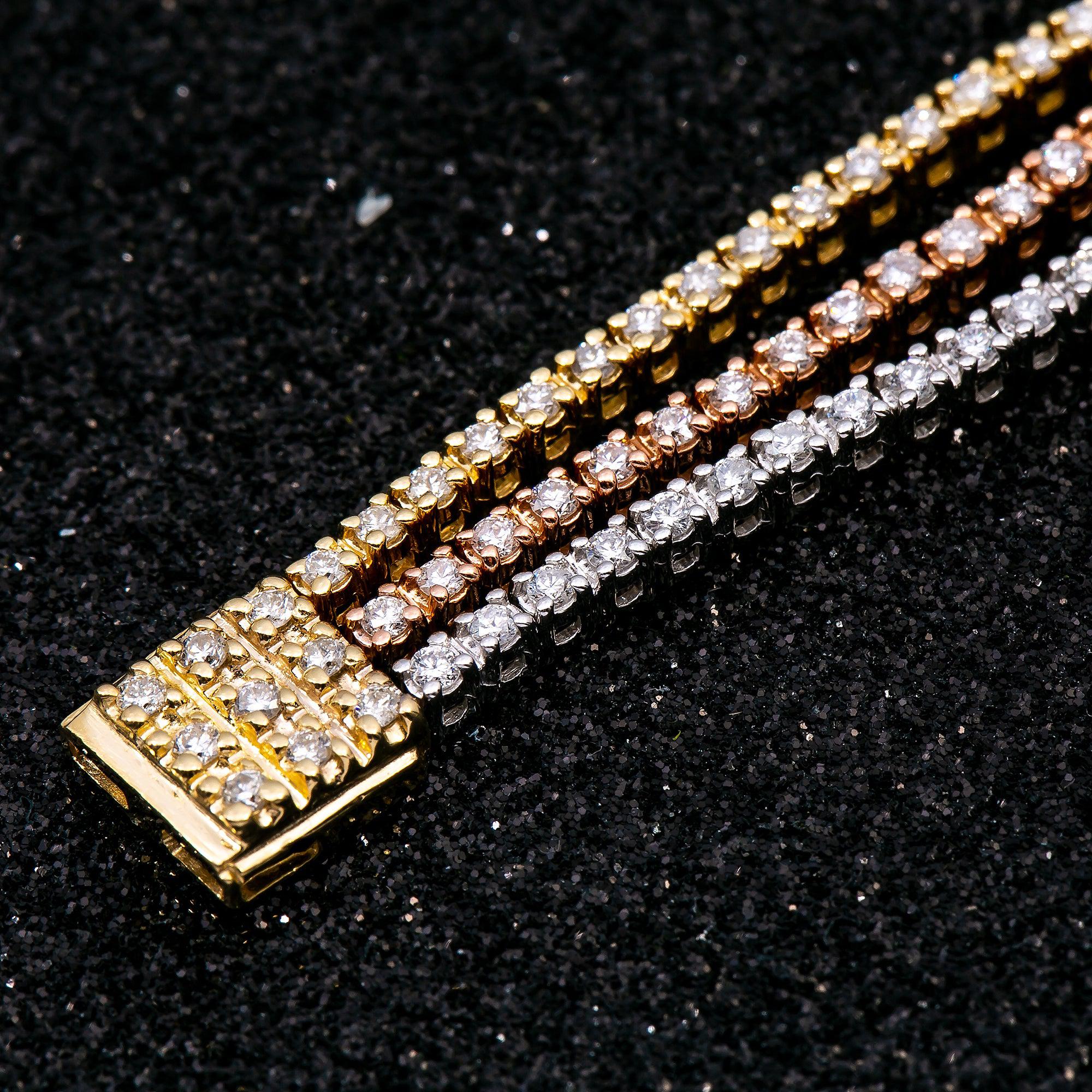 14K YELLOW/WHITE/ROSE GOLD LADIES BRACELET WITH 3.05 CT DIAMONDS - Image 4