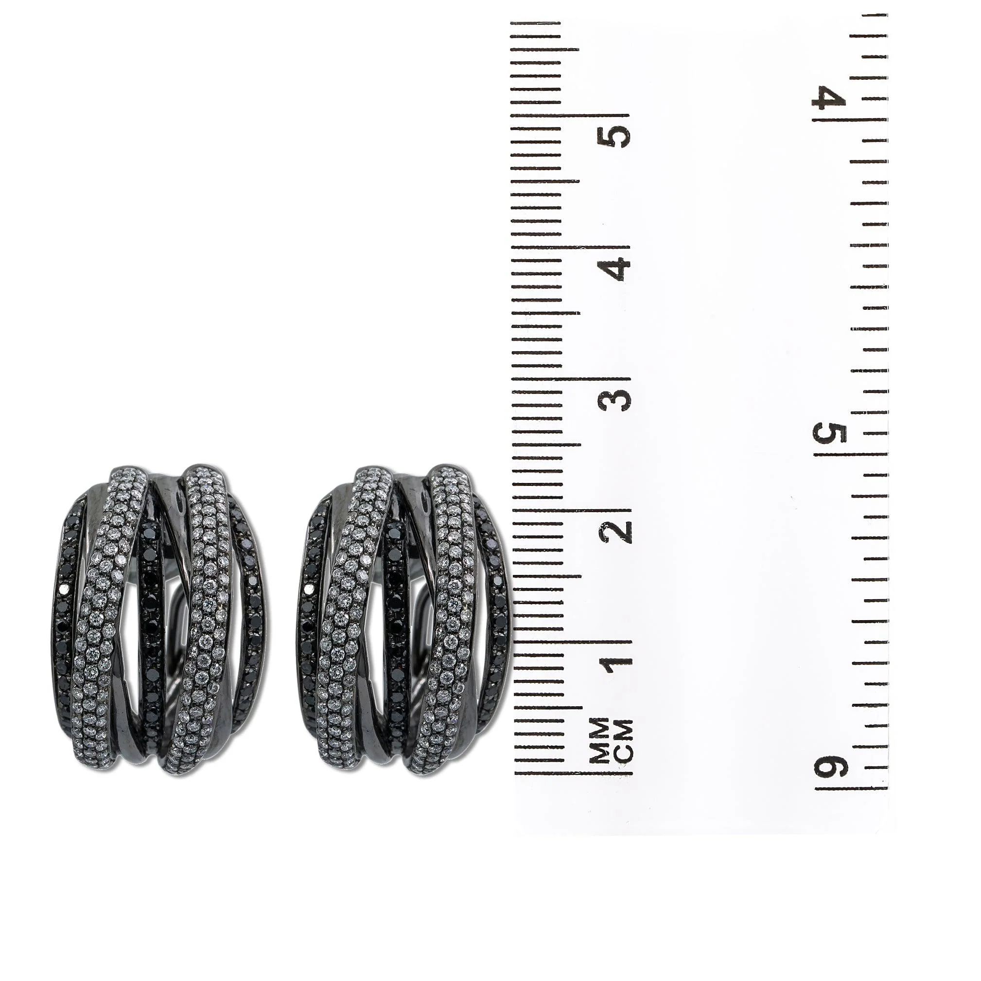 18K Black Gold Ladies Earrings  Diamonds - Image 4