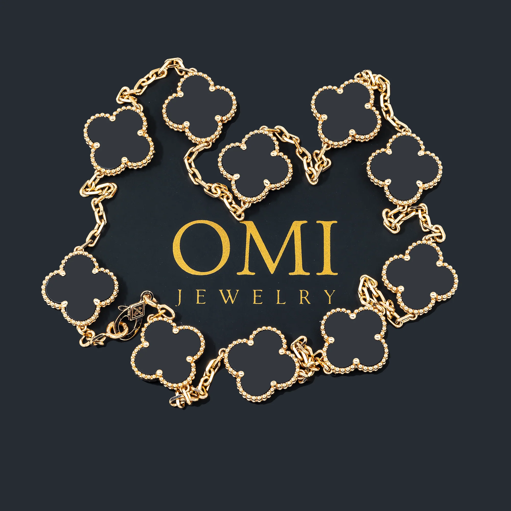 18K GOLD BLACK CLOVER NECKLACE - Image 8