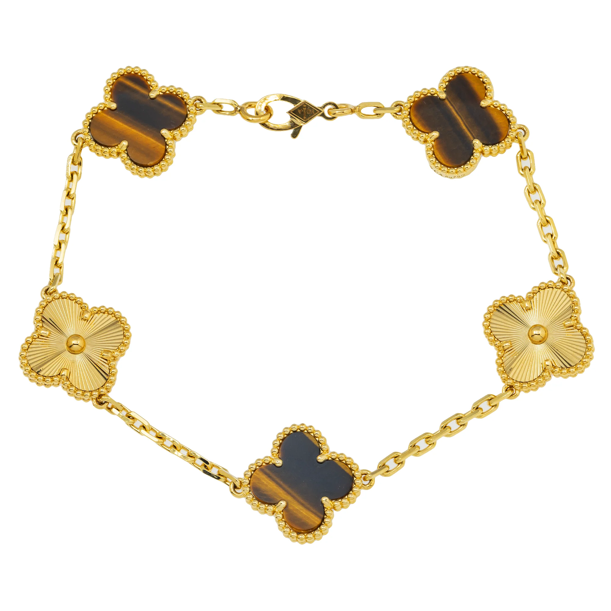 18K GOLD BROWN CLOVER CHAIN BRACELET - Image 4