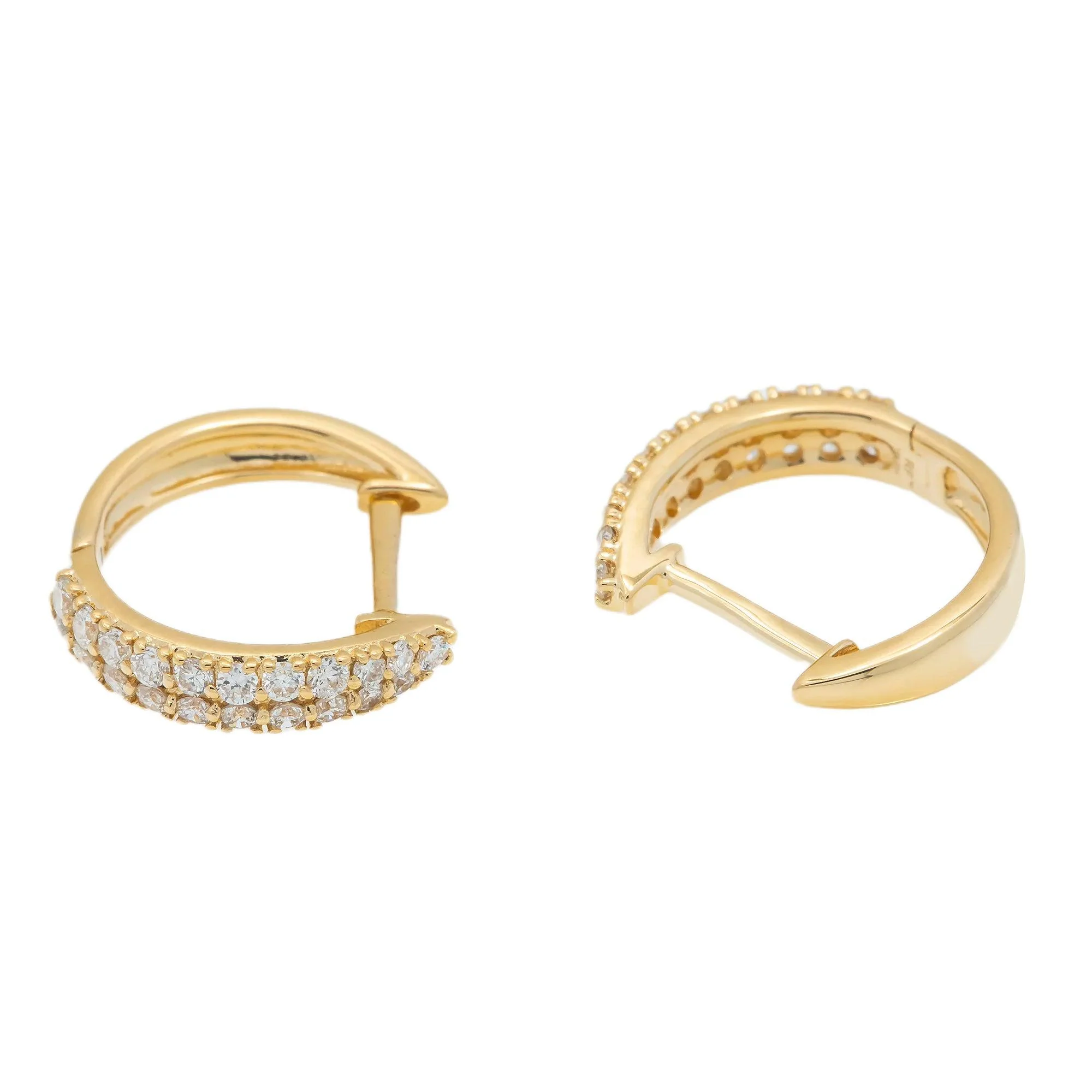 18K GOLD DIAMOND LADIES HOOP EARRINGS 0.39 CTW - Image 6