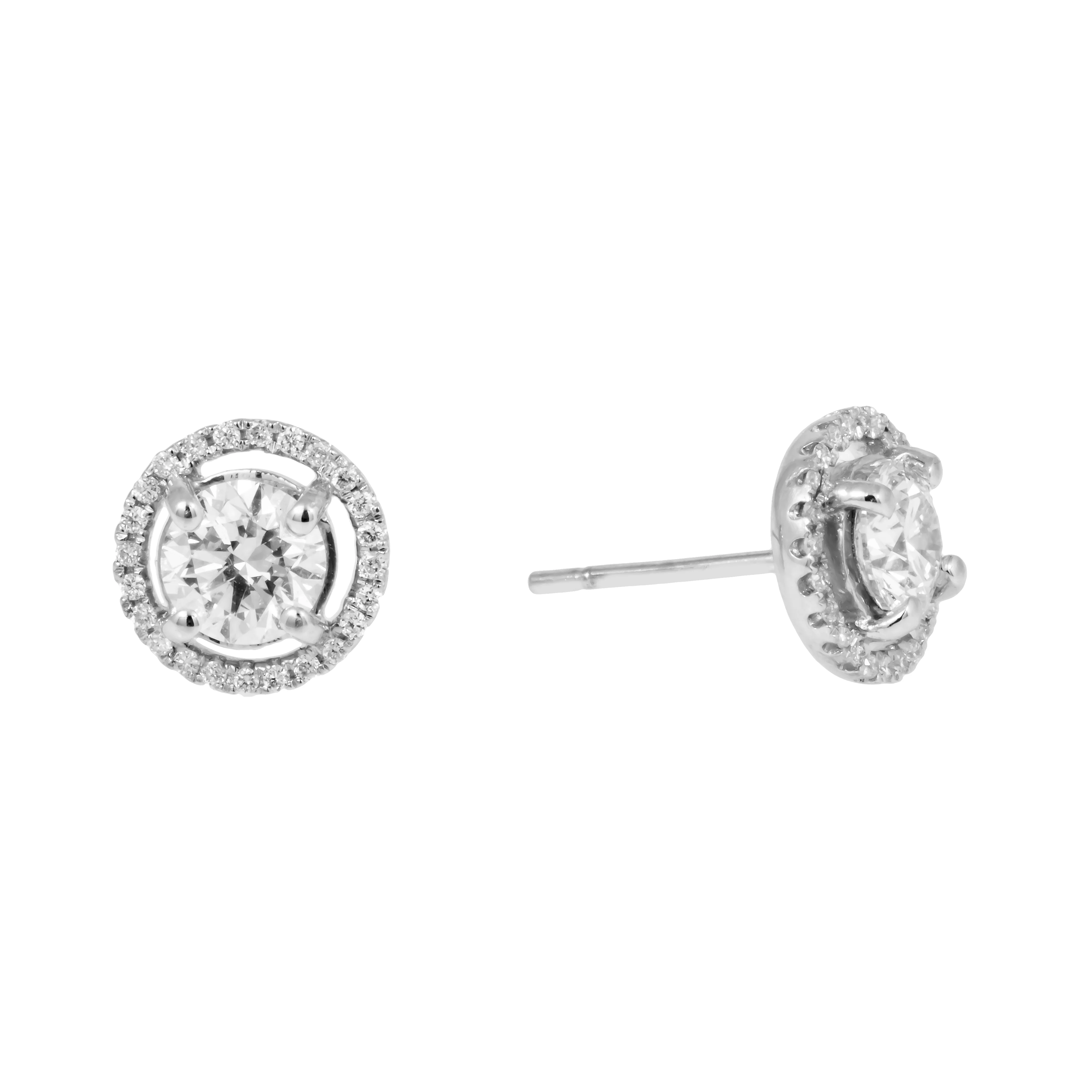 18K GOLD HALO LAB DIAMOND STUD EARRINGS 1.62 CTW - Image 3