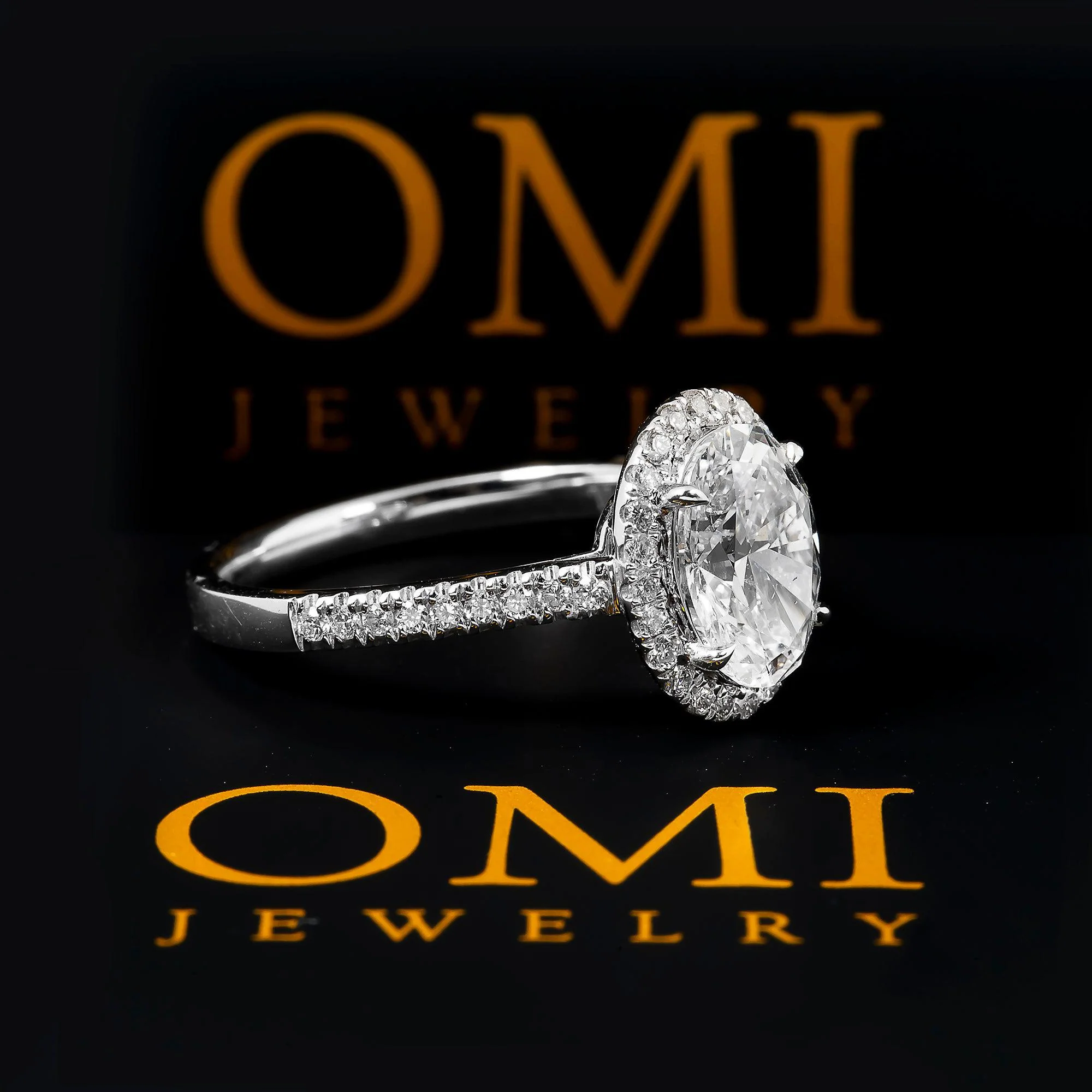 18K GOLD HALO OVAL LAB DIAMOND RING 2.43 CTW - Image 4