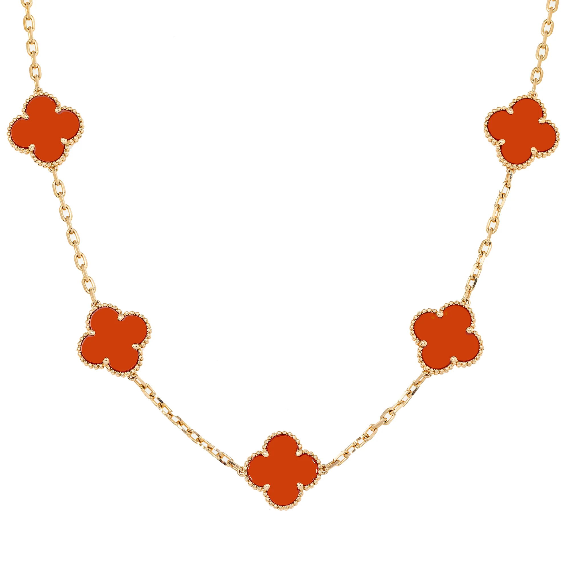 18K GOLD RED CLOVER NECKLACE - Image 4