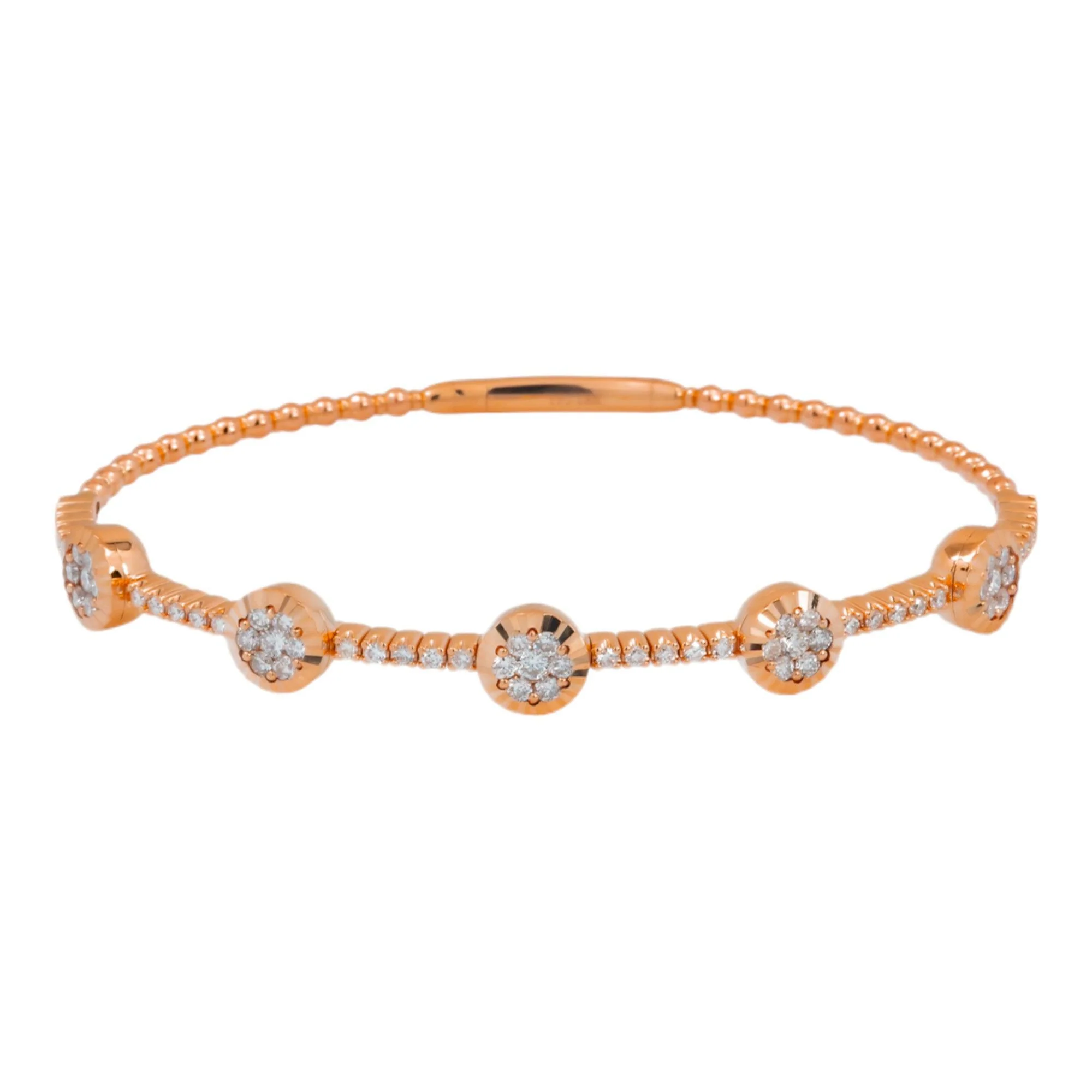 18K GOLD ROUND DIAMONDS THIN BANGLE BRACELET 1.15 CT - Image 5