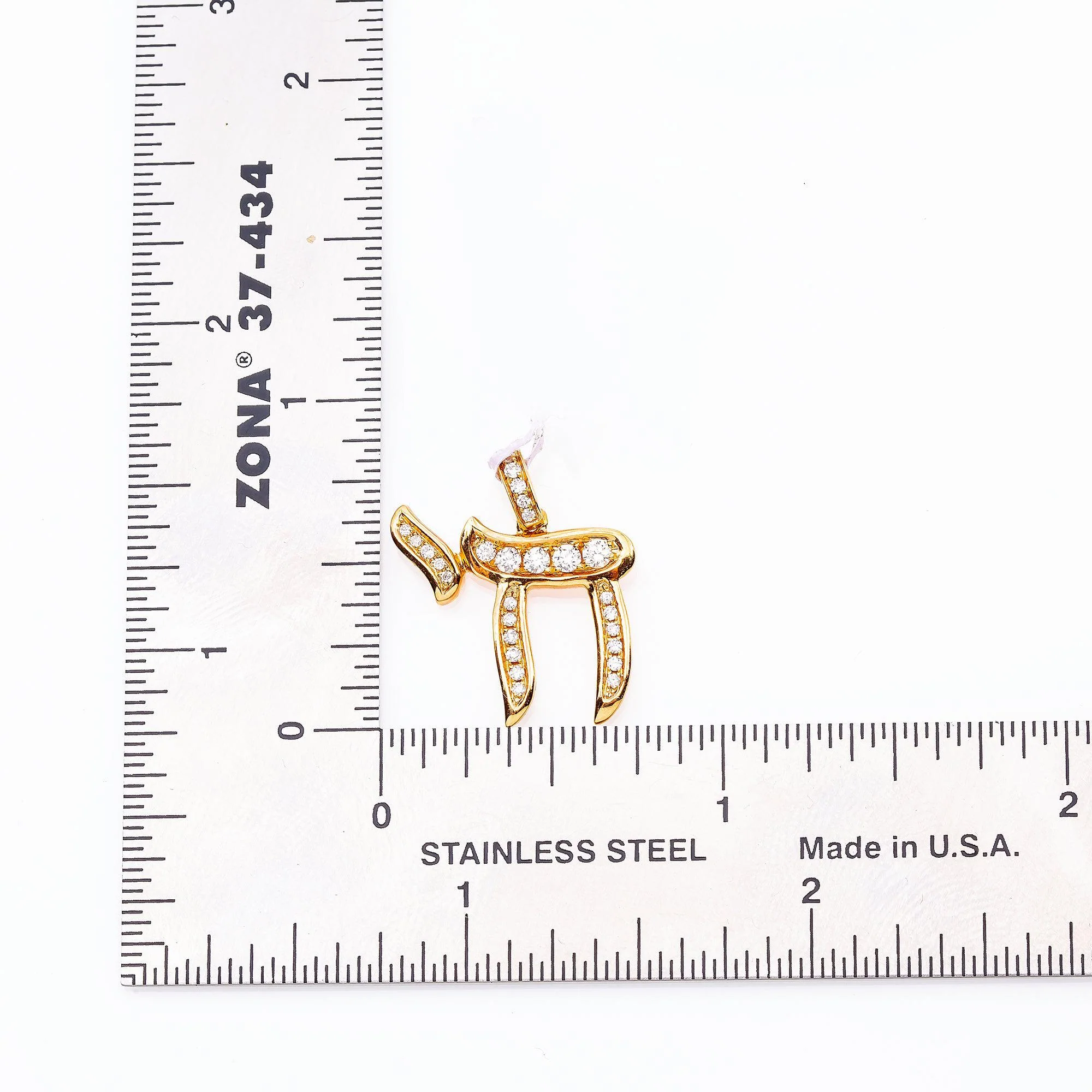 18K Rose Gold Asian Symbol Women's Pendant 0.34 CT Diamonds - Image 3