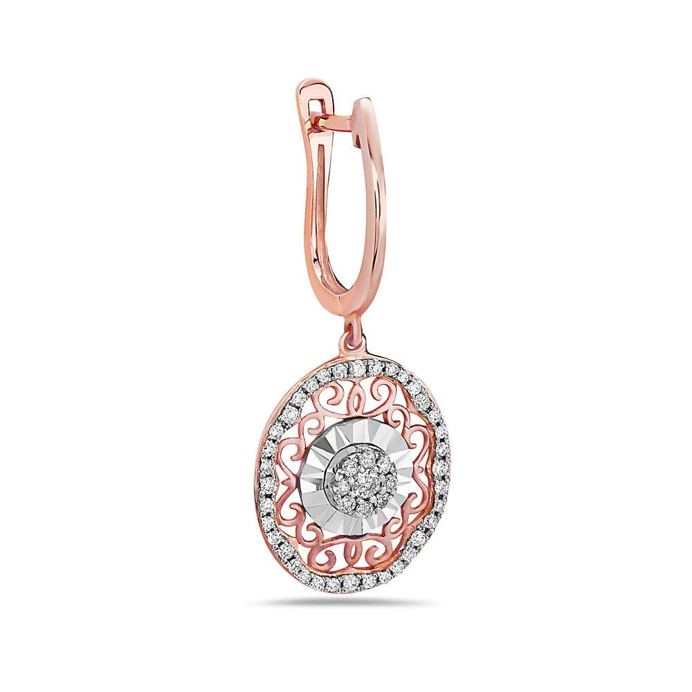 18K Rose Gold Ladies Earrings With 0.44 CT Diamonds - Image 2