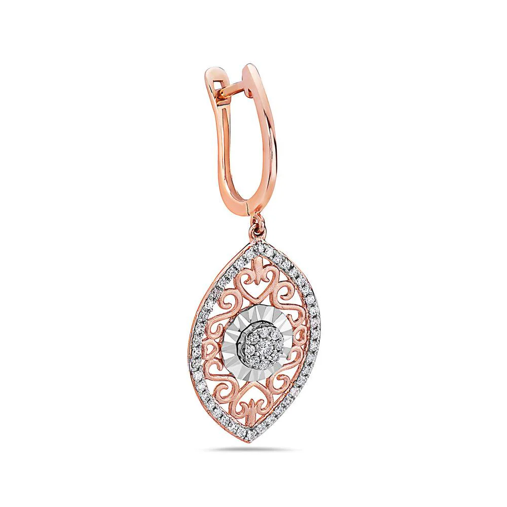 18K Rose Gold Ladies Earrings With 0.49 CT Diamonds - Image 2
