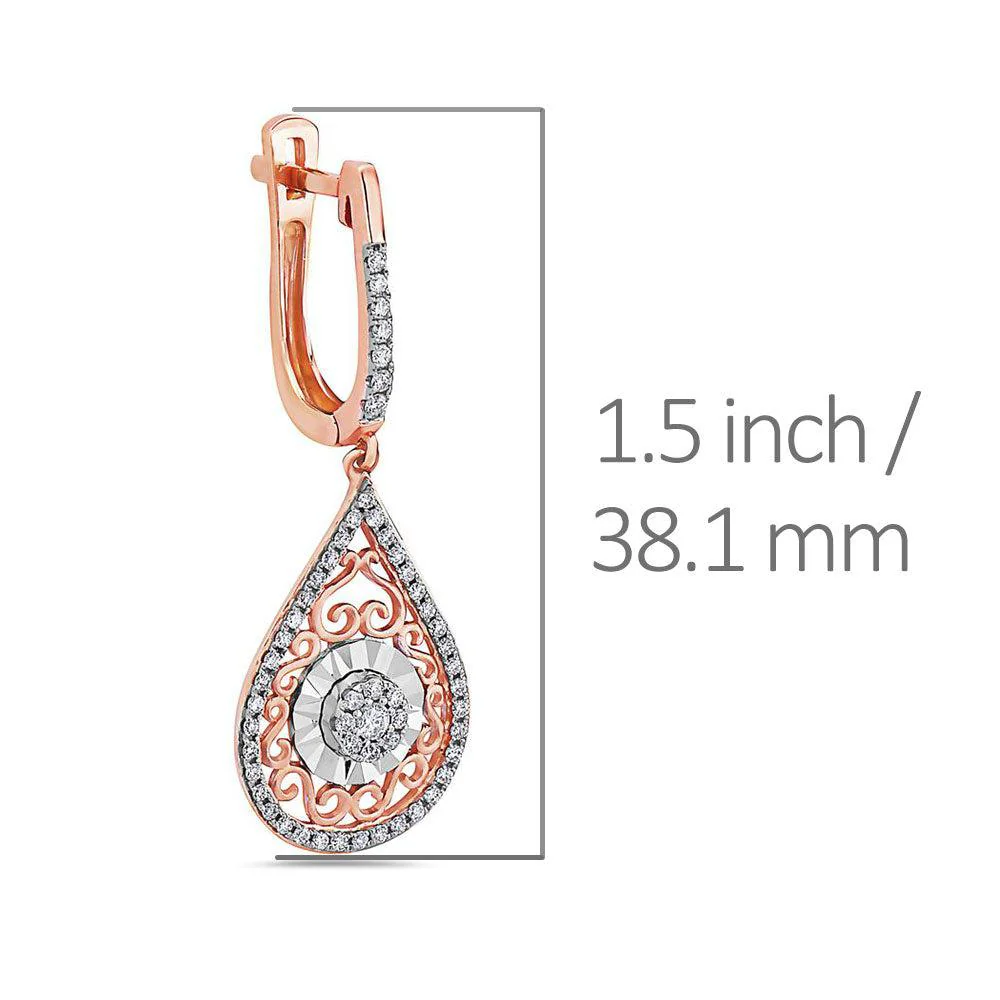18K Rose Gold Ladies Earrings With 0.54 CT Diamonds - Image 3