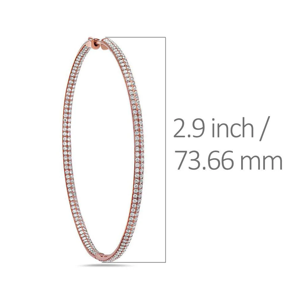 18K Rose Gold Ladies Earrings With Round Shaped  Diamonds - Image 3
