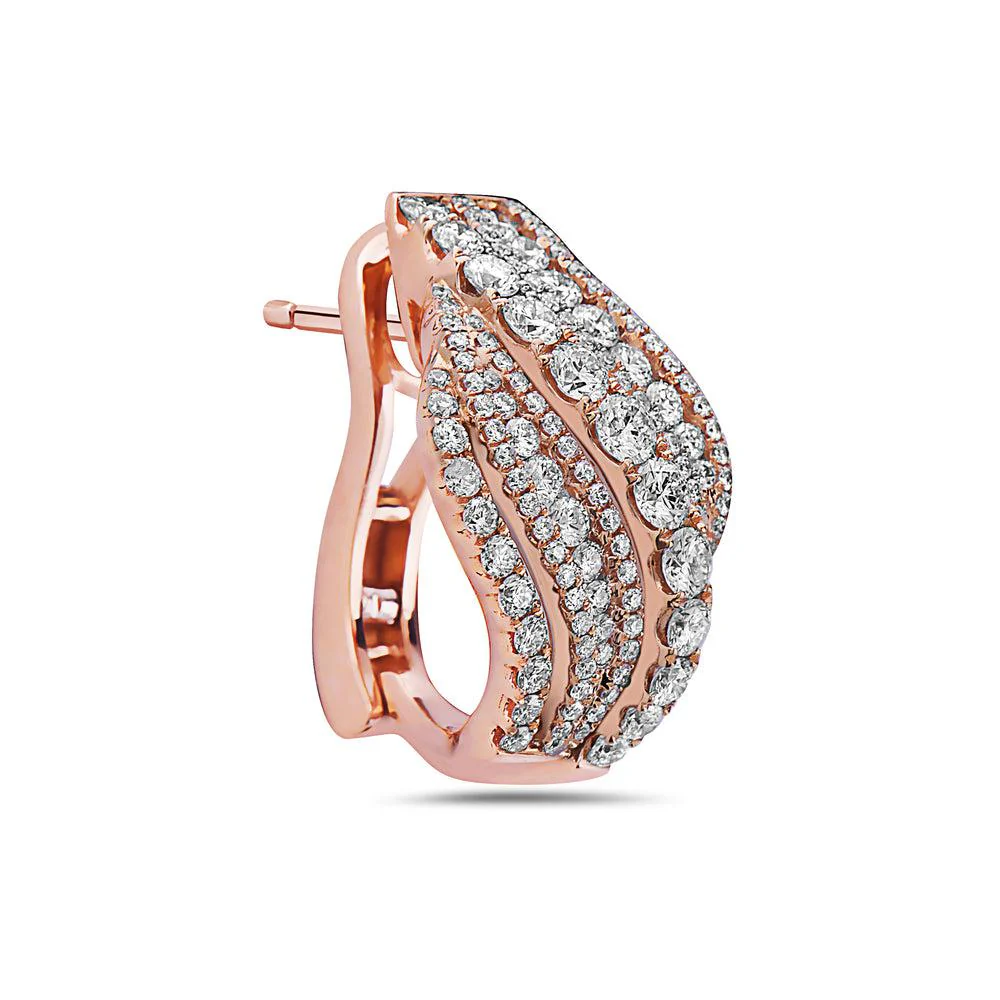 18K Rose Gold Ladies Earrings With 3.05 CT Diamonds - Image 2