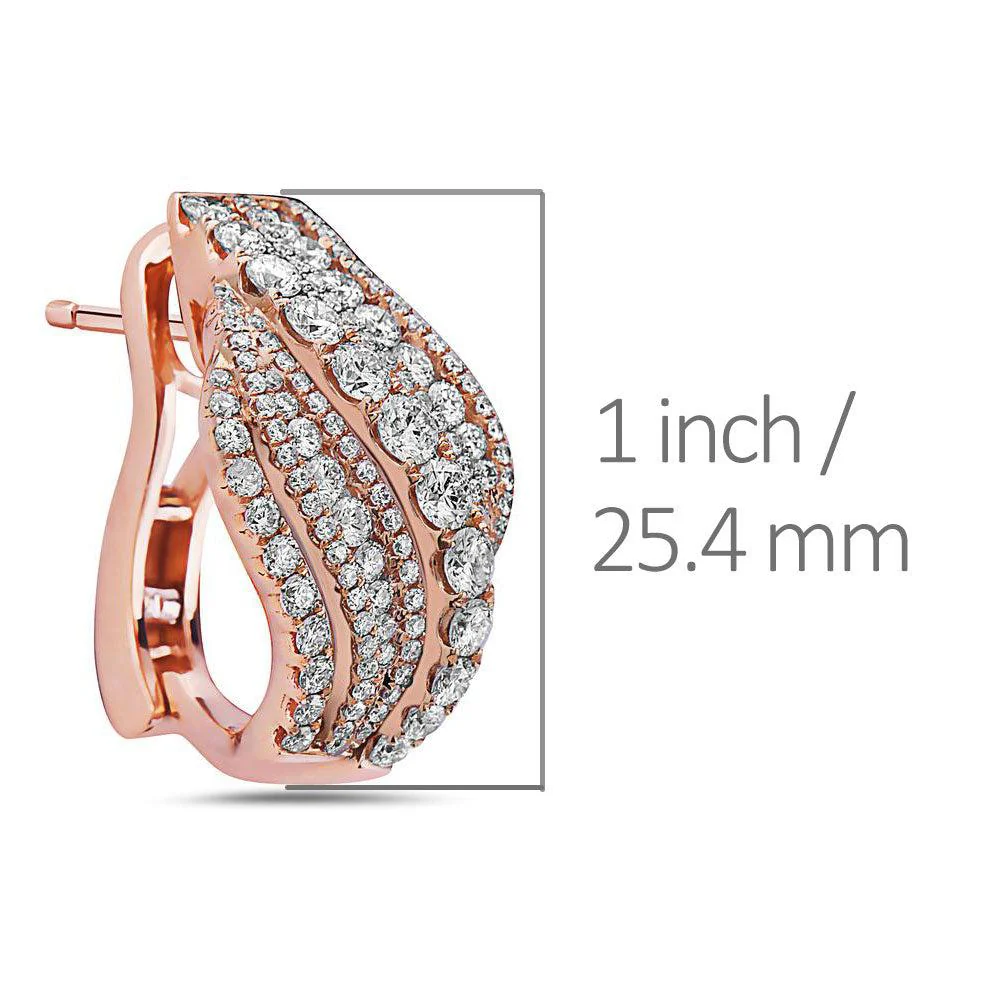 18K Rose Gold Ladies Earrings With 3.05 CT Diamonds - Image 3